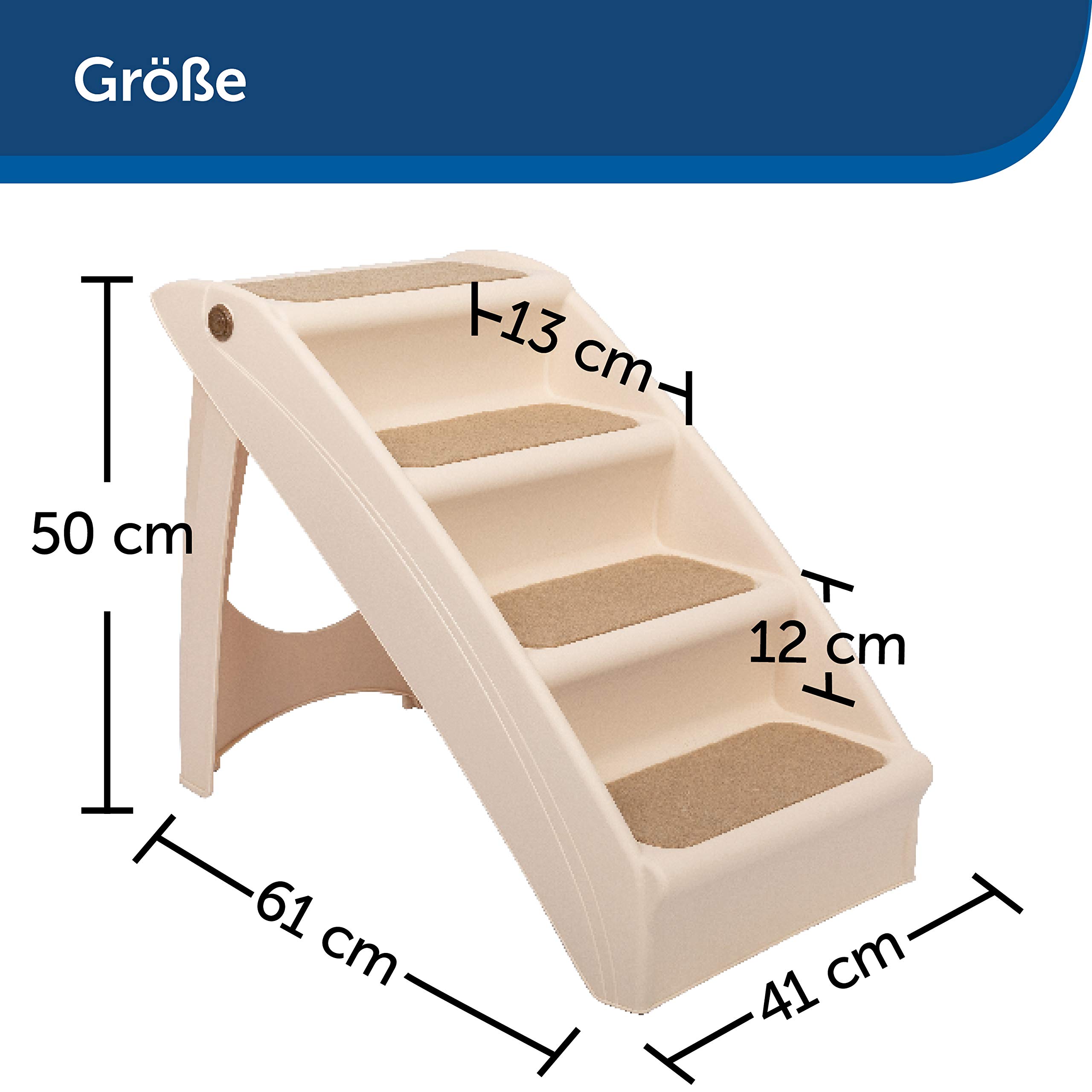PetSafe CozyUp Klappbare Haustiertreppe, Mit Rutschfesten Stufen, Für Haustiere bis zu 68 kg, 51 cm Höhe, Größe L