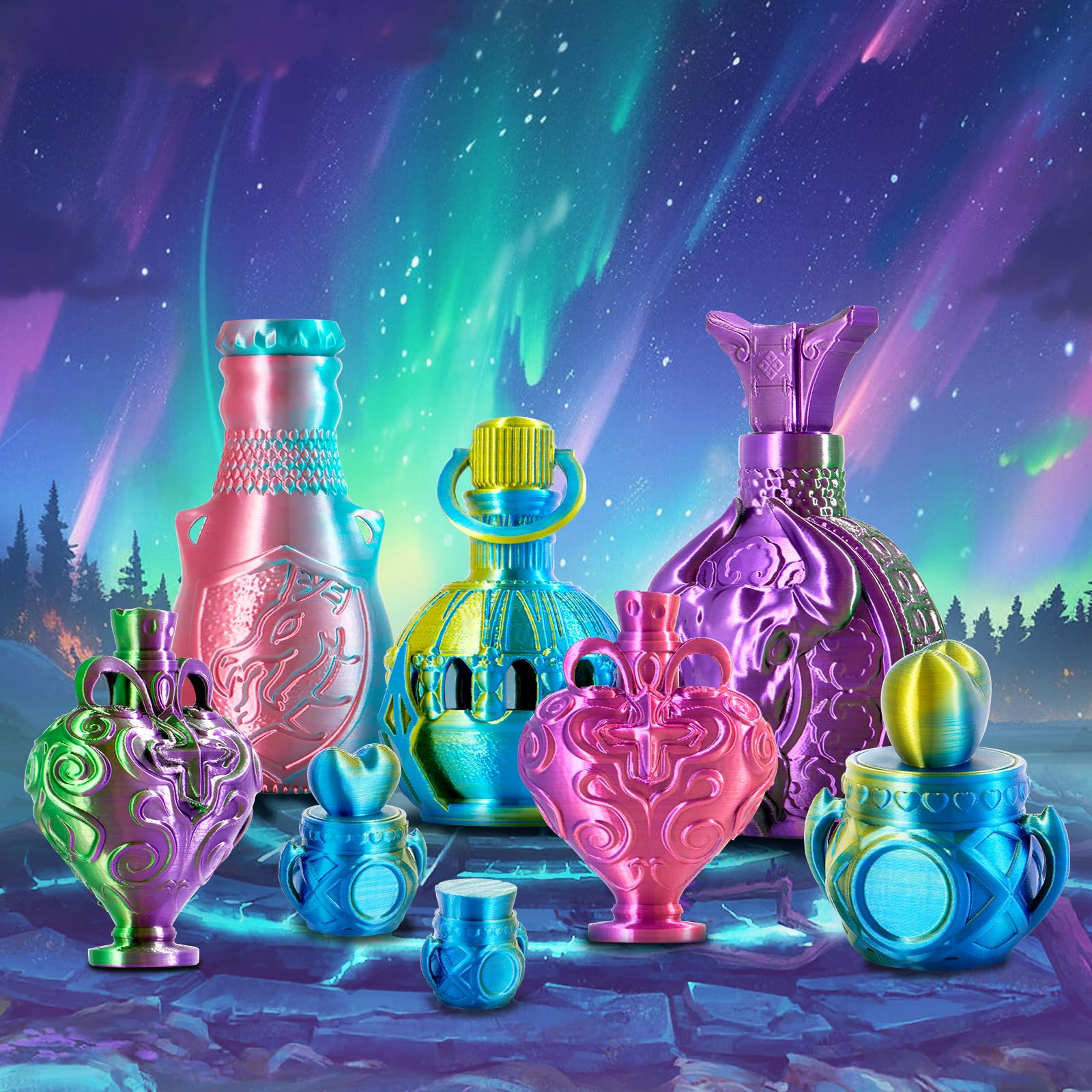 Filamento ERYONE Dual Zweifarbig PLA 1,75 mm, filamento 3D Drucker 1 kg spula +/- 0,03 mm, Viola e verde