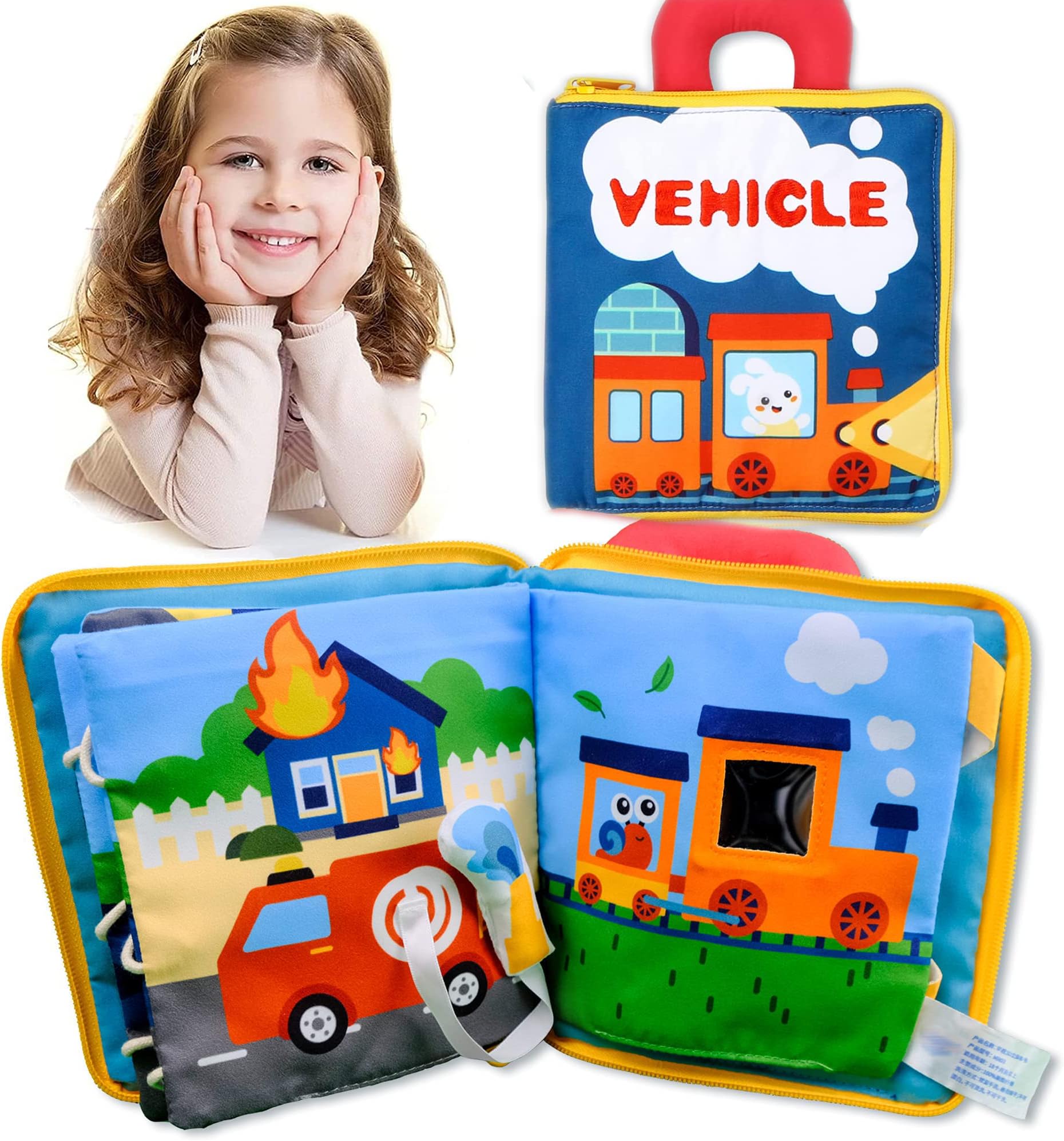 Baby Story Cloth Book Baby Toys Soft Toy Cloth Book 0-6 Months Educational Baby Book Baby's First Non-toxic Fabric Soft Cloth Book Set Colored Wrinkle Book Friction with rustling Active learning toys