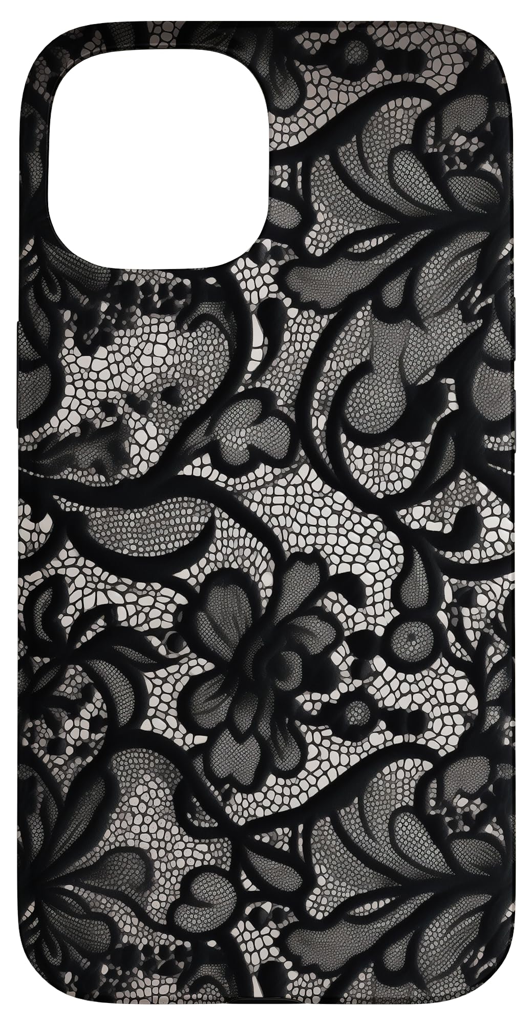 iPhone 15 Black Lace Vintage Pattern Case