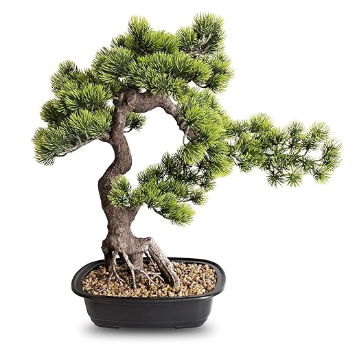 Artificial Bonsai Plant, Large Faux Juniper Plants 20 inch, Faux Potted Pine Plants Indoor Decor for Office Desk Home Table, Greenery Desktop Bonsai Tree for Room Decorations, Tall 20"