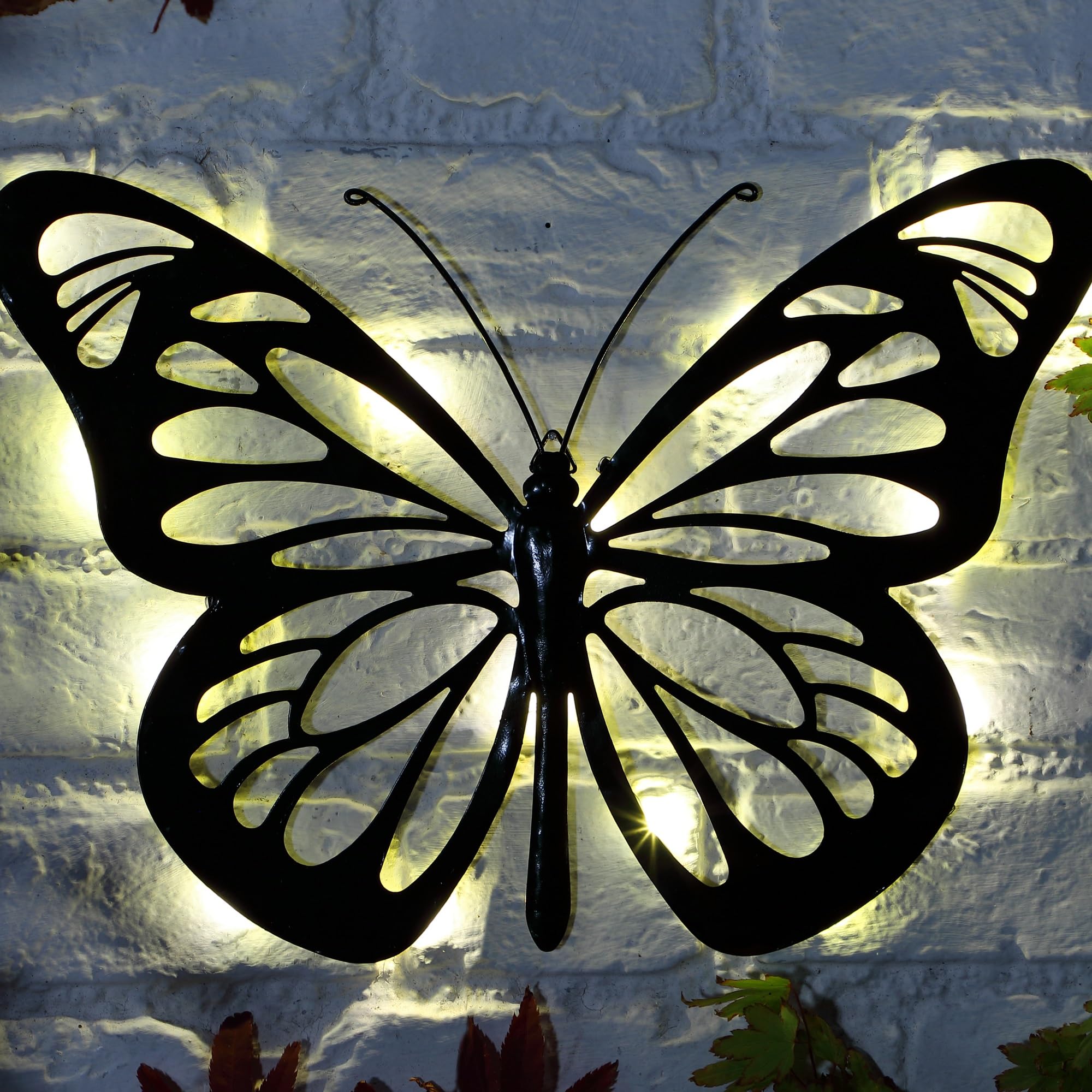 Noma Solar Metal Butterfly LED Garden Plaque (Pack of 1), Black, 38cm - Image 2