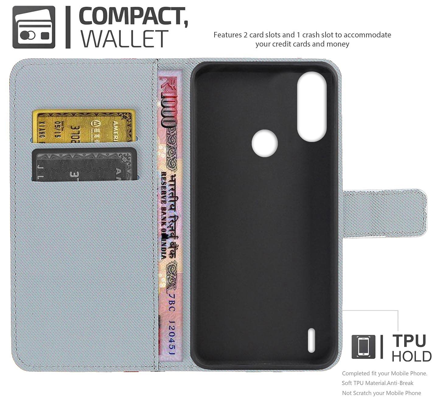 Pelle Custodia per Motorola Moto E7 Cover Flip Portafoglio Disegno