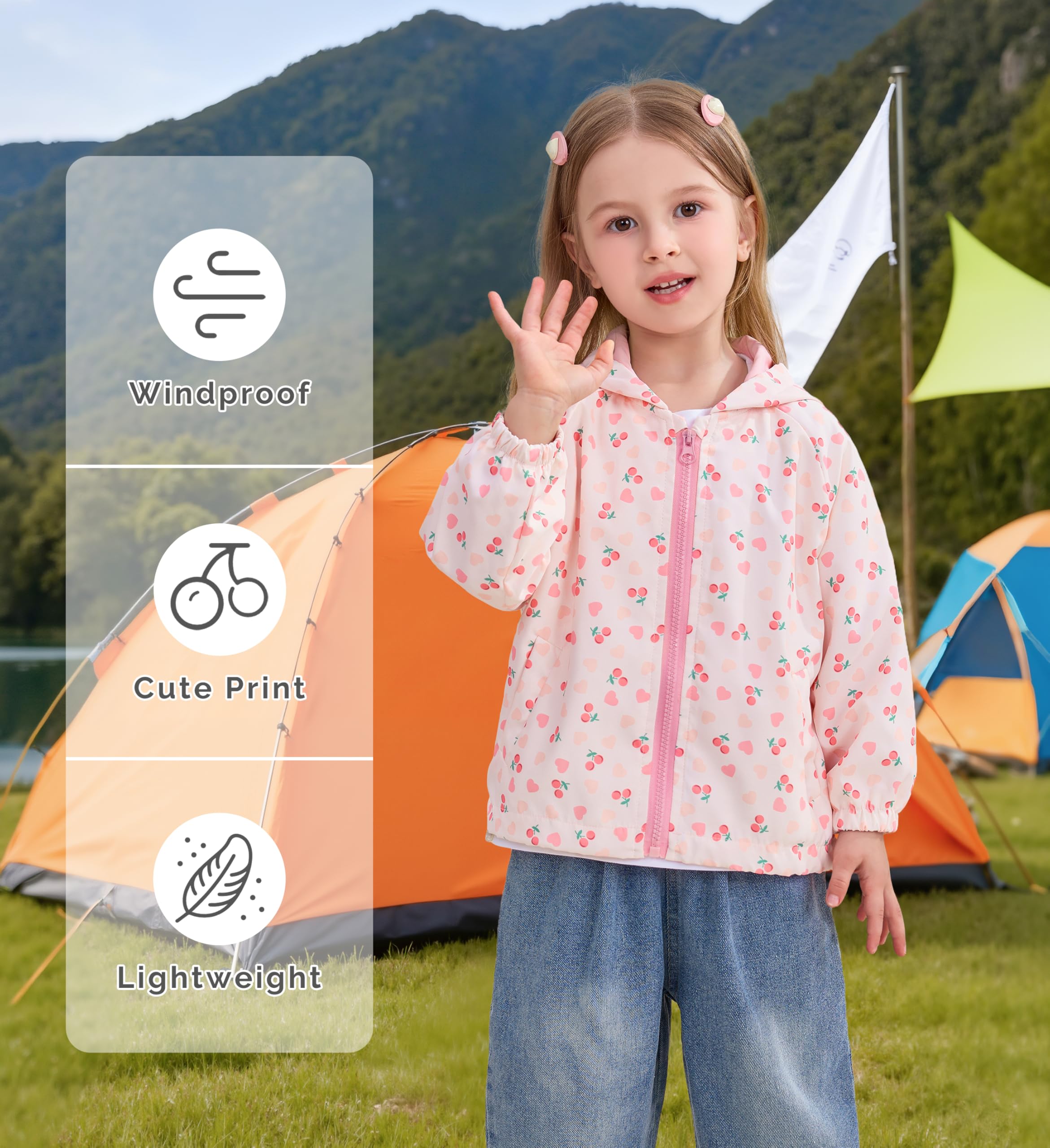 Miipat Veste à Capuche pour Filles Coupe-Vent Manteau de Léger Lâche Blousons Fille avec Poche Manches Longues Enfant Vêtements pour Fille