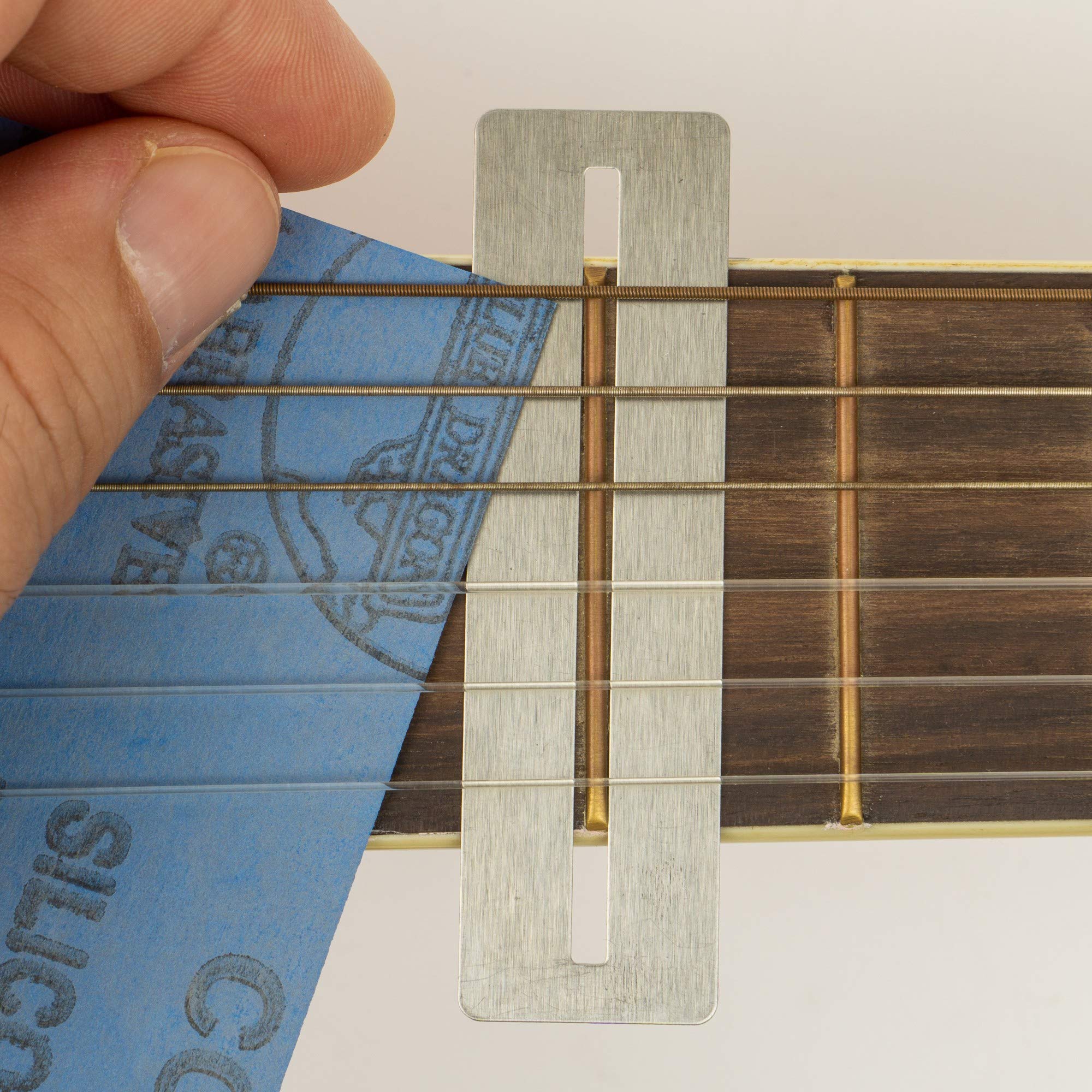 Guitar Fret Polishing Kit, 8 Piece Abrasive Sandpaper Sheets and 2