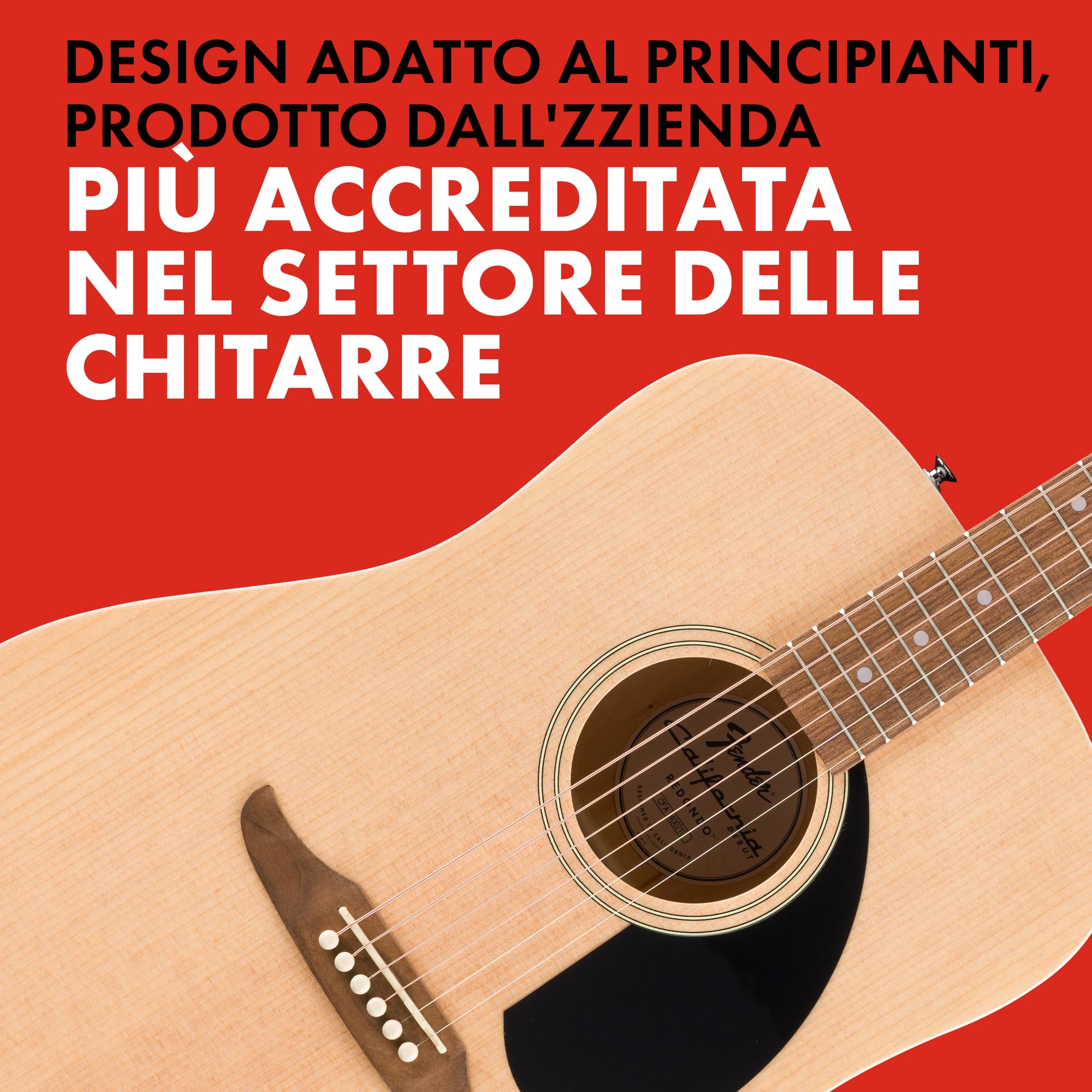 Fender chitarra acustica CA Debut Redondo Natural gig bag tracolla plettri stand