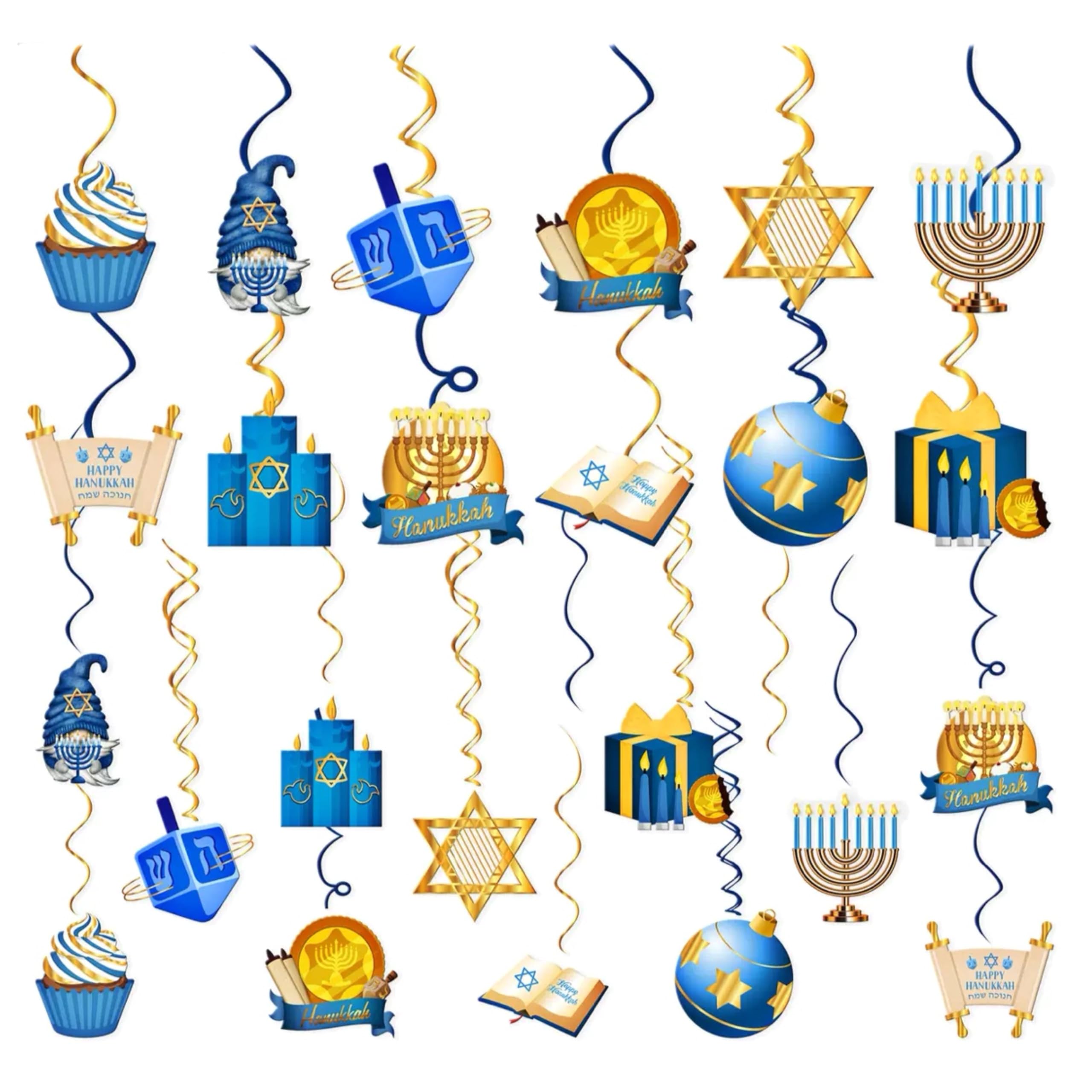 eBoutik, Happy Hanukkah Party Decoration Hanging Bunting and spirals, Chanukah Banner Decor - Image 2