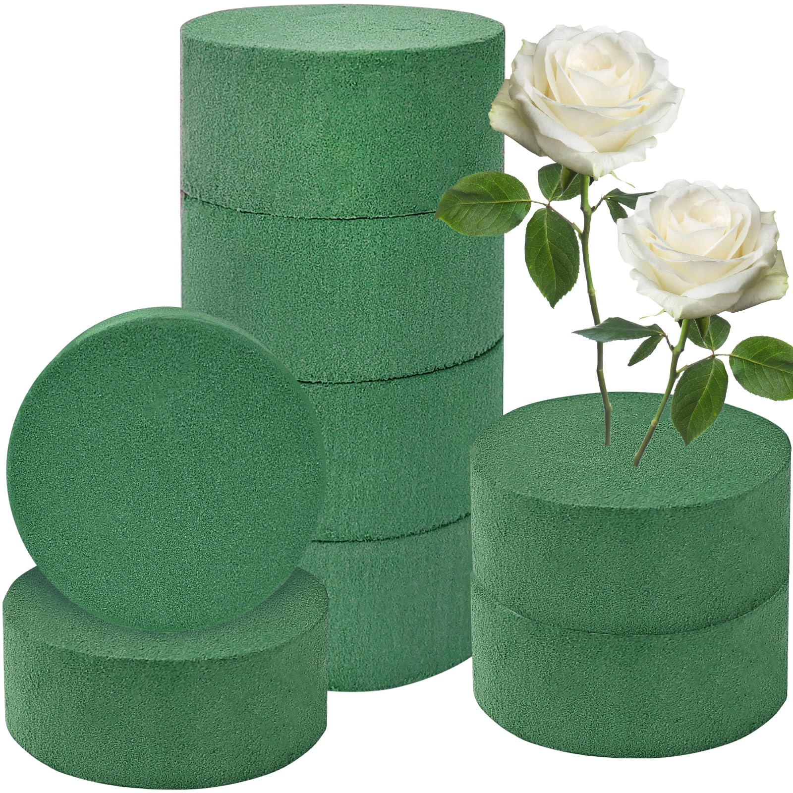 8 PCS Round Floral Foam,Green Wet Dry Flower Foam,Florist Plant Foam Block for Wedding,Artificial Aisle Flowers,Party Decoration,Fresh Flowers Arrangements
