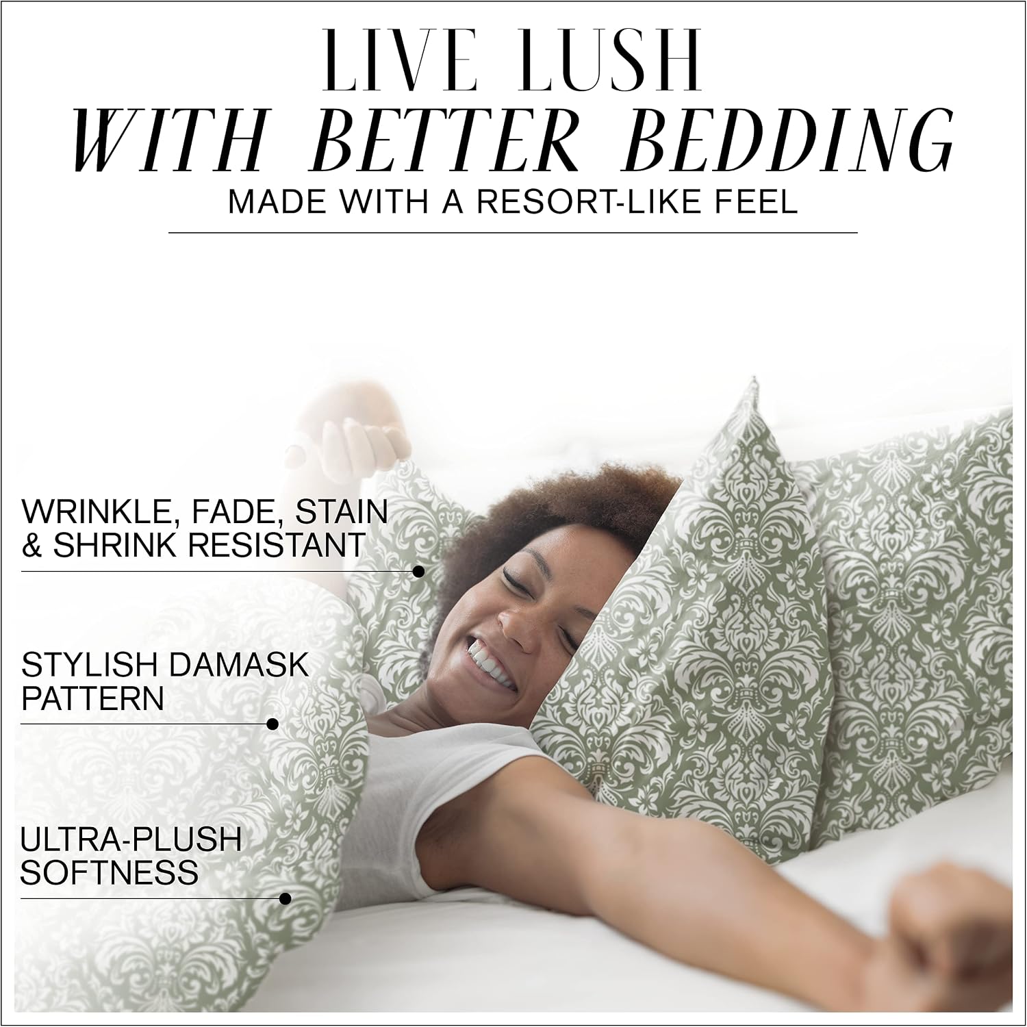 Italian Luxury King Size Sheets & Pillowcase Set w/ Deep Pockets – 4 Piece, Wrinkle and Fade Resistant Luxury Bedding Sets - White/Light Gray