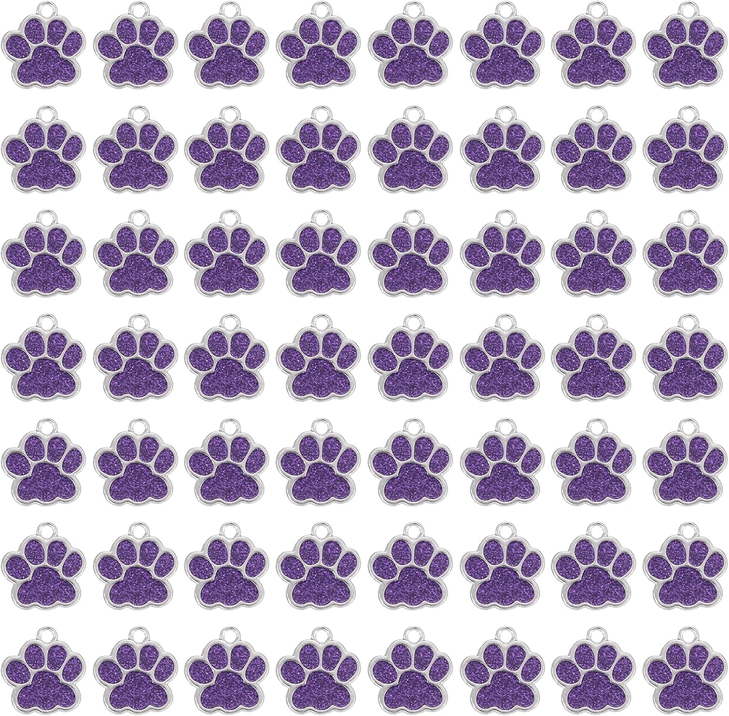 uxcell Enamel Paw Print Charm, Cat Dog Paw Print Charm with Glitter Powder for Necklace Earrings DIY Jewelry Making