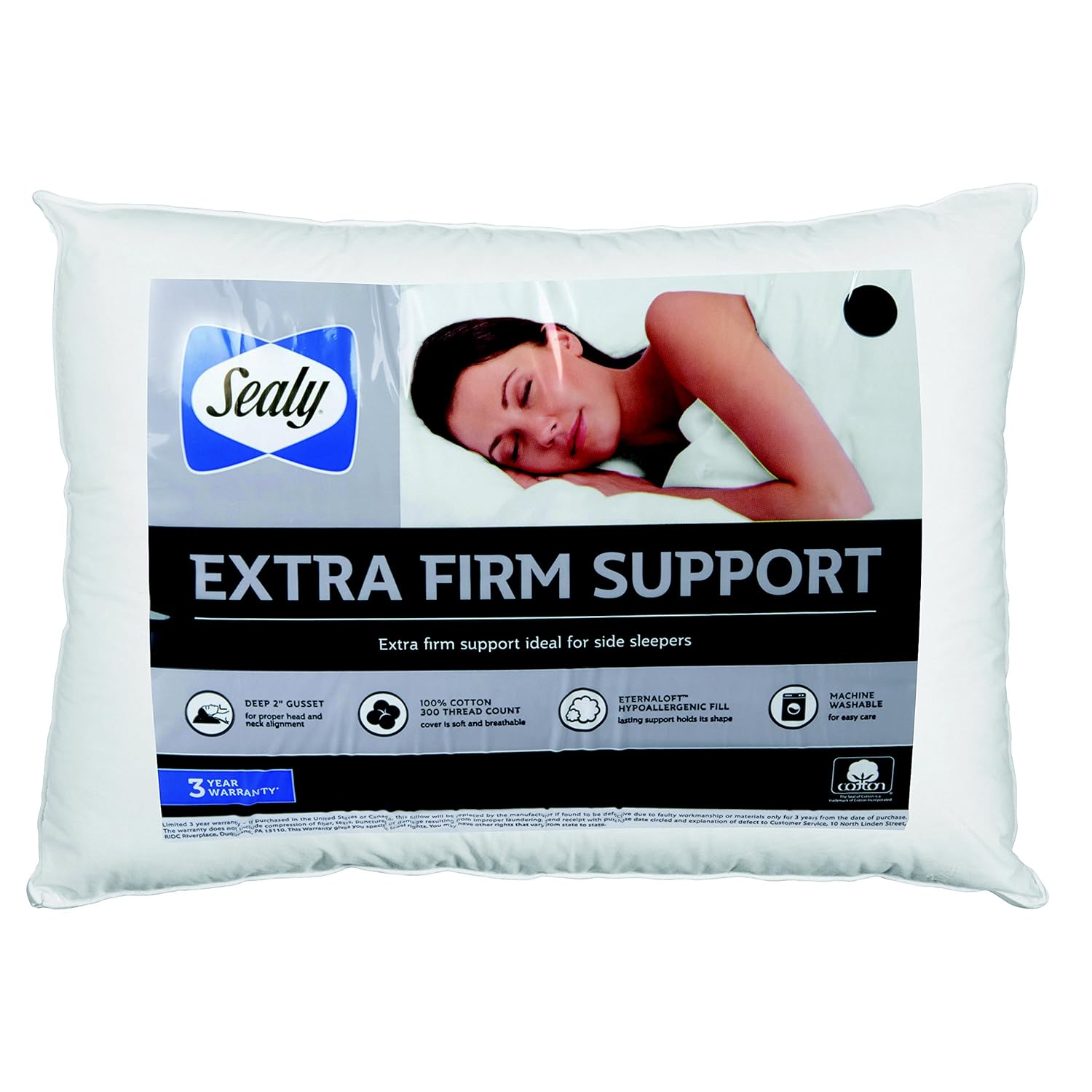 ExtraFirm Pillow Set of 2 Standard Size 100 Cotton Hypoallergenic