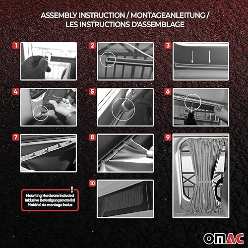 Miniatura 9 de OMAC Cortina de ventana lateral Parasol con bloqueo UV para Mercedes Metris 2016-2024 10x Rojo