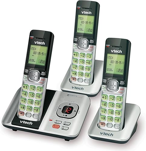 Miniatura 41 de Teléfono Vtech DECT 6.0 con identificador de llamadas / llamada en espera, plata / negro con 2 auriculares inalámbricos, Azul 1 Auricular Azul