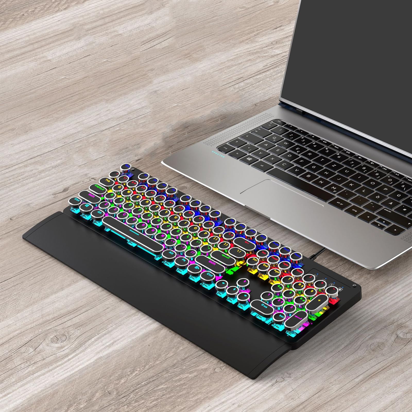 LED beleuchtet mechanische Tastatur, Maus, Hintergrundbeleuchtung, Effekte, Hot Swap fähige Schalter, ABS Tastenkappen, Drahttyp C Verbindung, Punk Draht, Tastatur Maus Kombination, LED