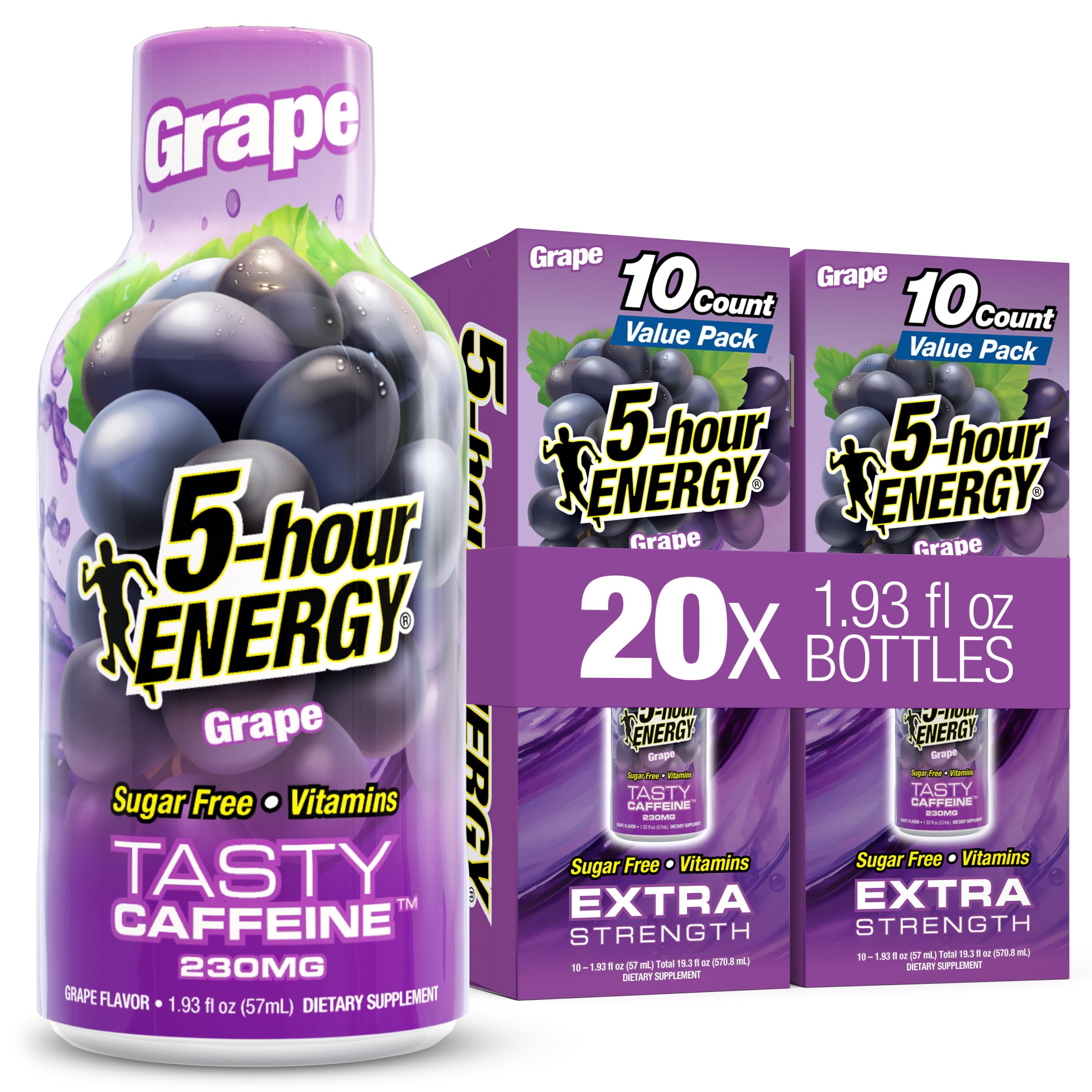 5-hour ENERGY GRAPE Flavor, 20 Count, Extra Strength Energy Shot 1.93 Fl Oz (Pack of 20)