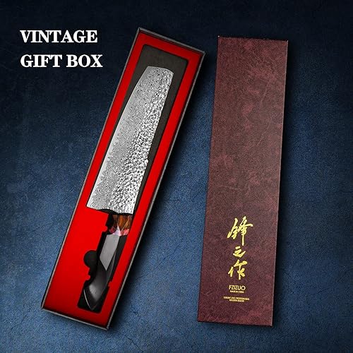 Miniatura 6 de Cuchillo de chef nakiri de 7.9 pulgadas, hoja de acero de damasco hecho a mano, mango de ébano, cuchillo de cocina de estilo japonés con funda de