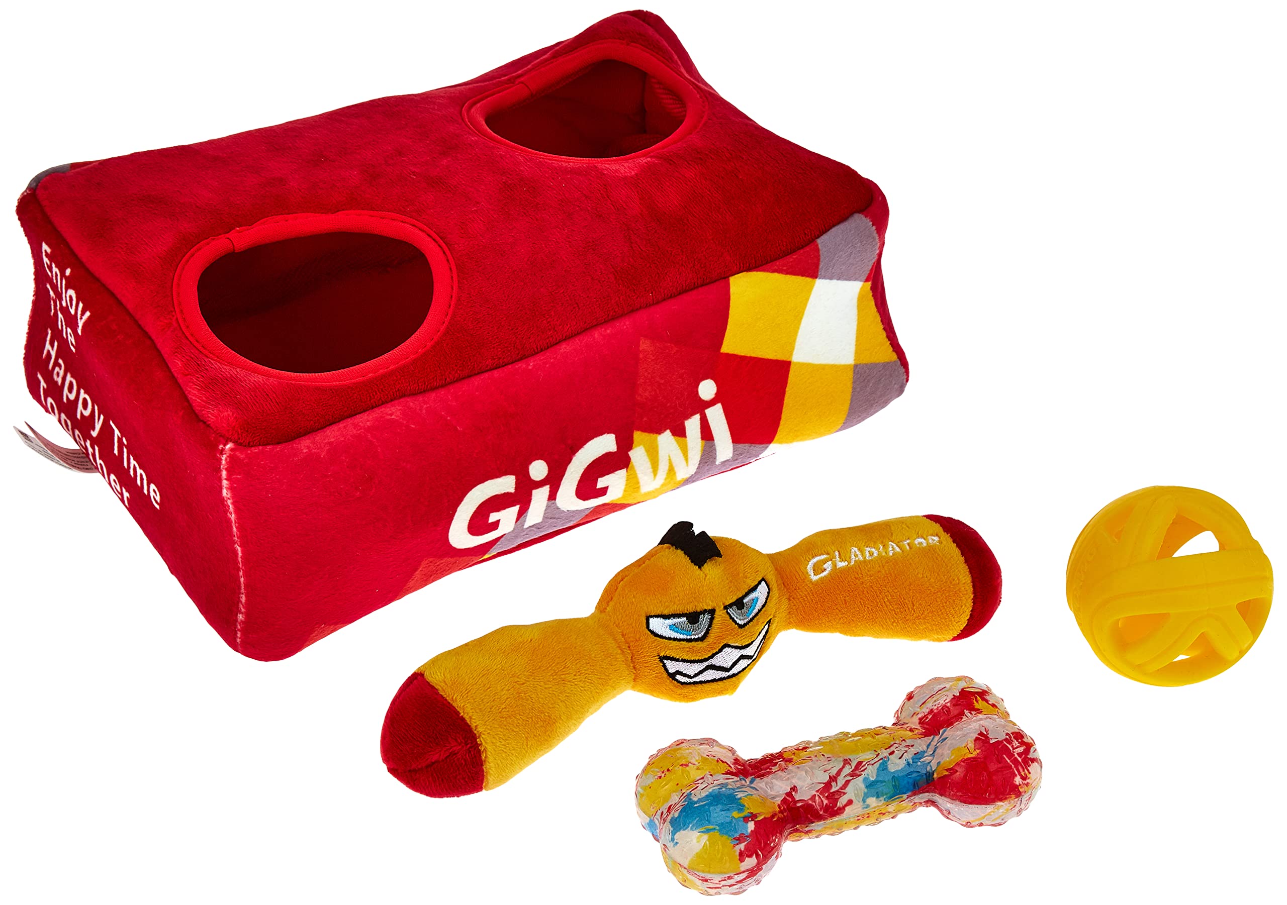 Gigwi Squeaker Dog Toy Hide N' Seek G-box with Plus Toy Breezy Ball &TPR (8561)