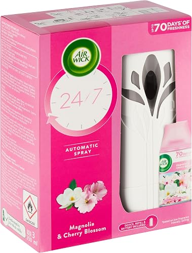 Air Wick 250ml Air Freshener, Freshmatic Automatic Spray Device, Magnolia & Cherry Blossom, Household Cleaning, Up To 70 Days Of Continuous Fragrance
