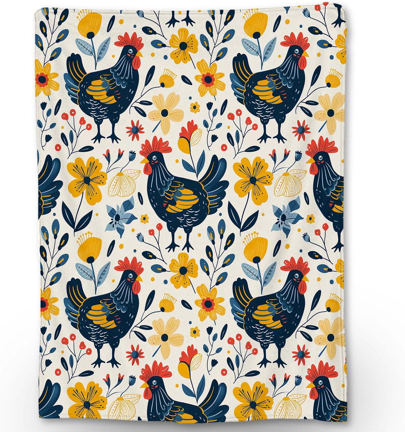 Cute Highland Cow & Floral Blanket - Soft Lightweight Cozy Animal Flannel Throw Blanket for Adults Kids Women, Warm Fuzzy Blankets for Couch, Bed, Travel, Outdoor Use, Home Decor 80×60 in