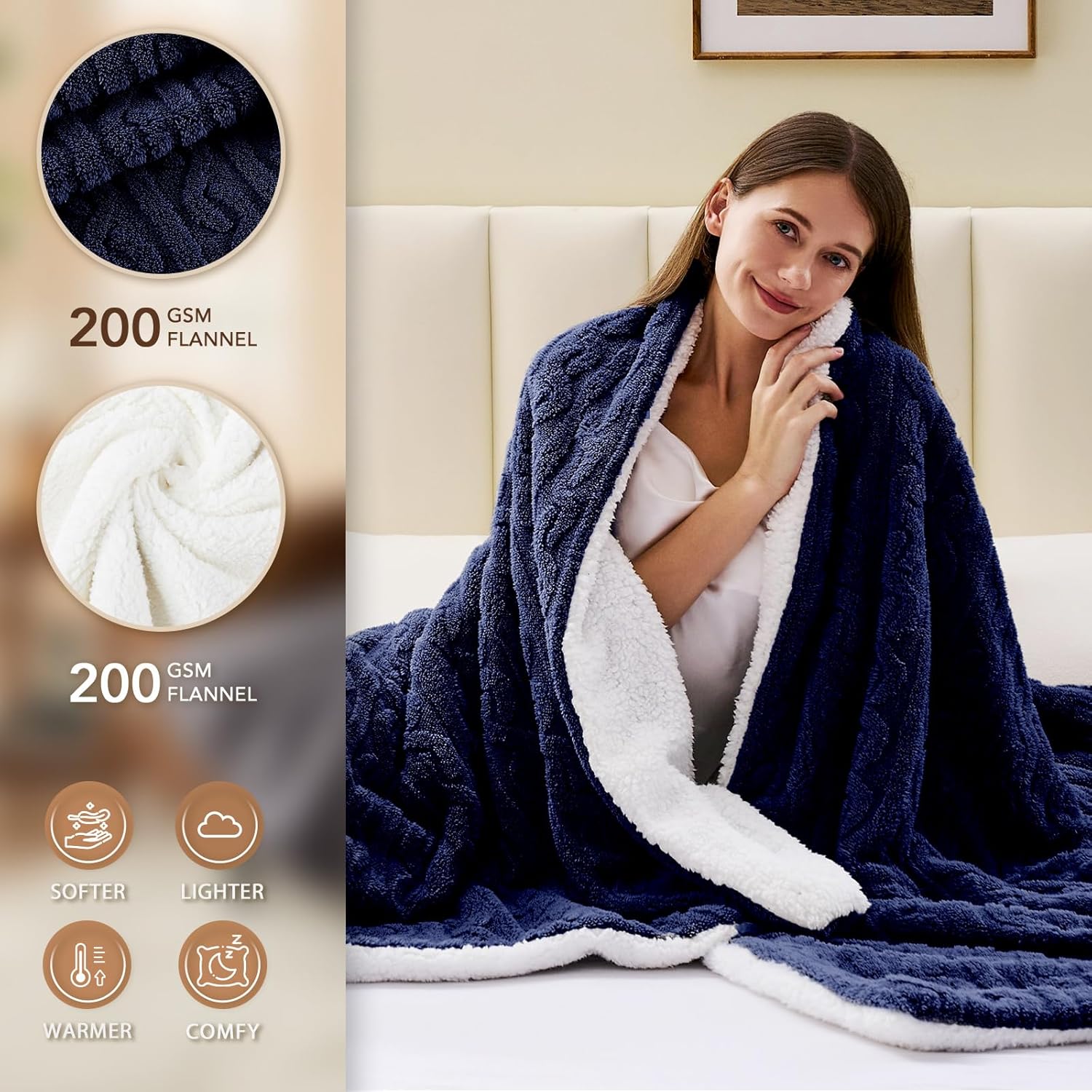 Homemate Electric Heated Blanket Twin - 62"x84" Heating Bed Blankets Throw with 10 Heating Levels 8 Hours Auto Off Fast Heating Over-Heated Protection Ultra Soft Warm Flannel ETL Certified - Image 3