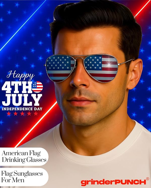 grinderPUNCH 3 Pack Bulk USA America Glasses - American Flag Aviator Sunglasses - Assorted Colors by grinderPUNCH - Used condition - Image 8