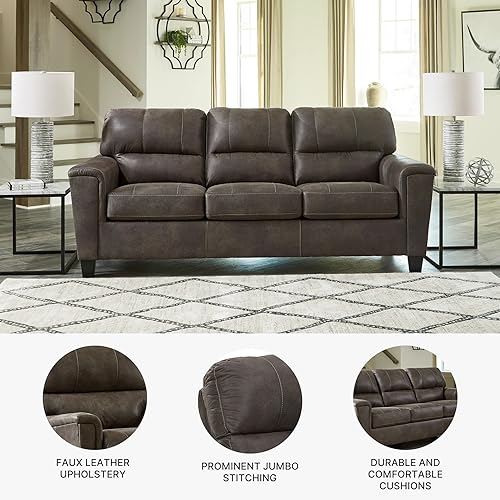 Miniatura 4 de Signature Design by Ashley Sofá moderno Navi de piel sintética, color gris