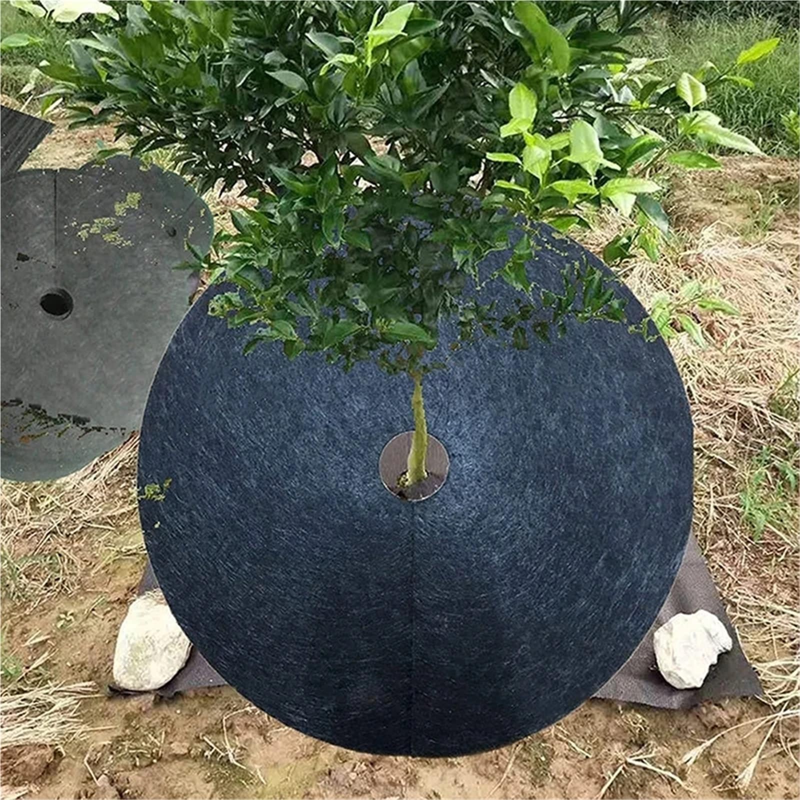 Telo Pacciamatura Tappetini for pacciamatura for Il Controllo delle Erbacce da 12 Pezzi, barriera Rotonda | Copertura Barriera Pacciamante Rotonda Ecologica Protezione Radici Giardino(72cm)