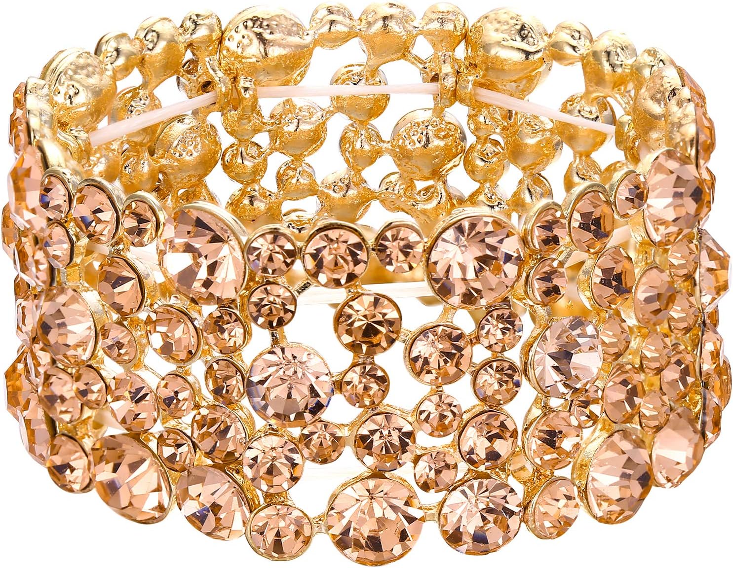 EVER FAITH Women's Rhinestone Crystal Wedding Bridal Art Deco Stunning Stretch Bracelet