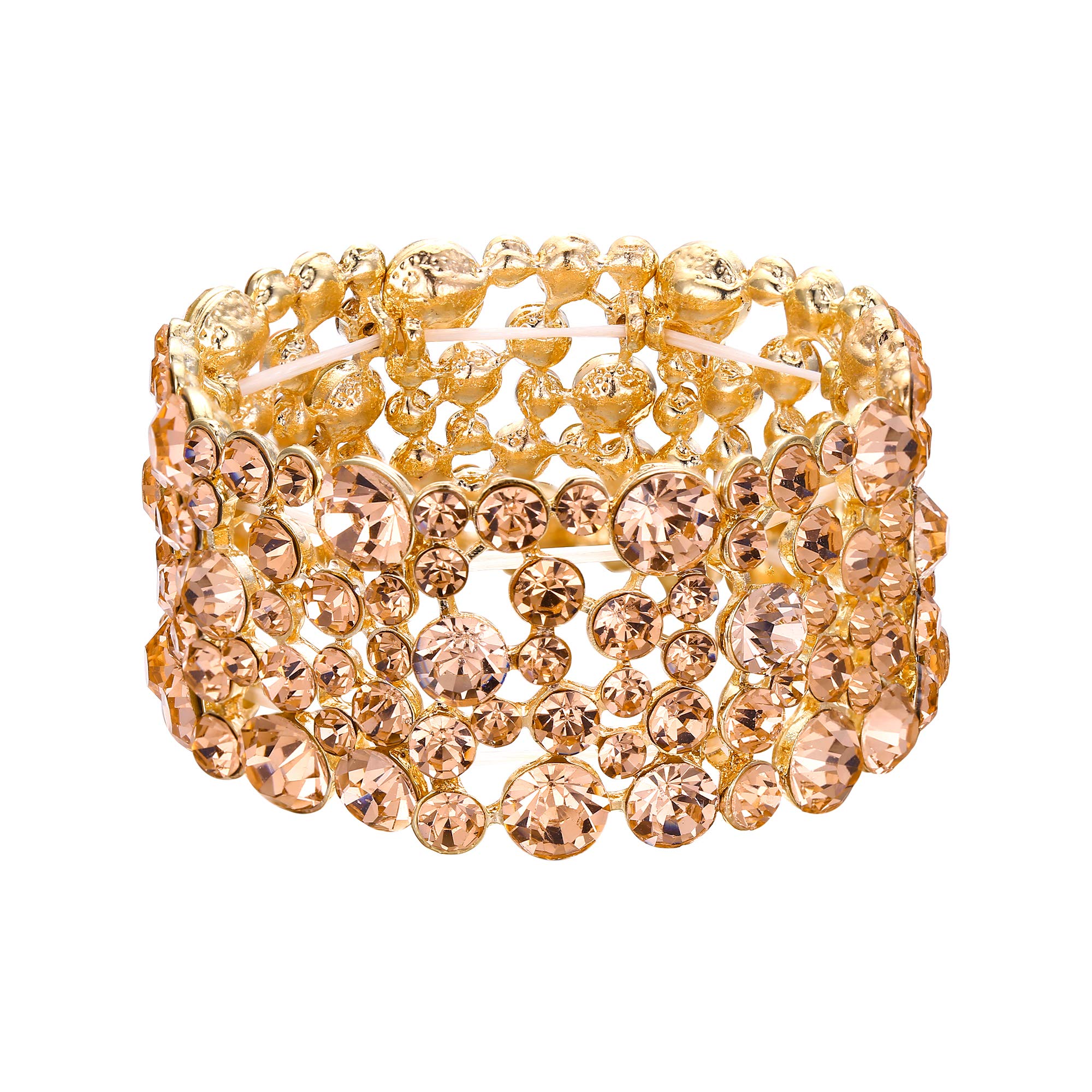 EVER FAITH Women's Rhinestone Crystal Wedding Bridal Art Deco Stunning Stretch Bracelet