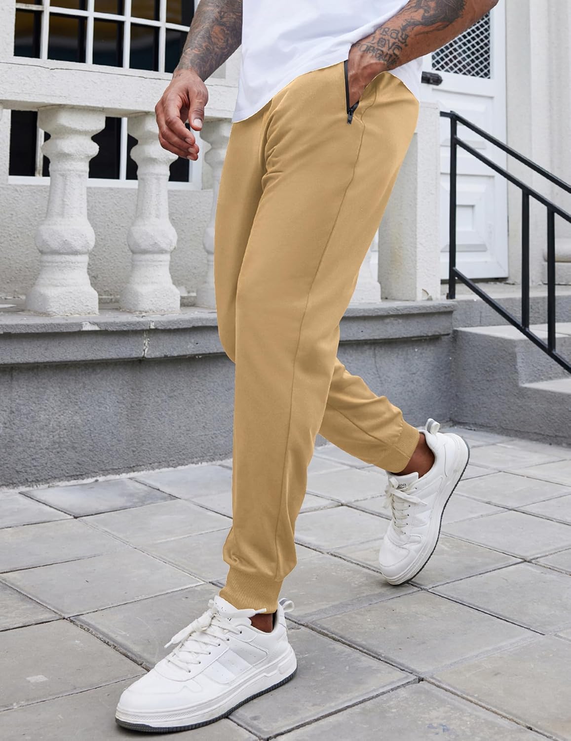 COOFANDY Men's Joggers Drawstring Jogger Sweatpants with Zipper Pockets Lightweight Slim Fit Athletic Track Pants - Image 3