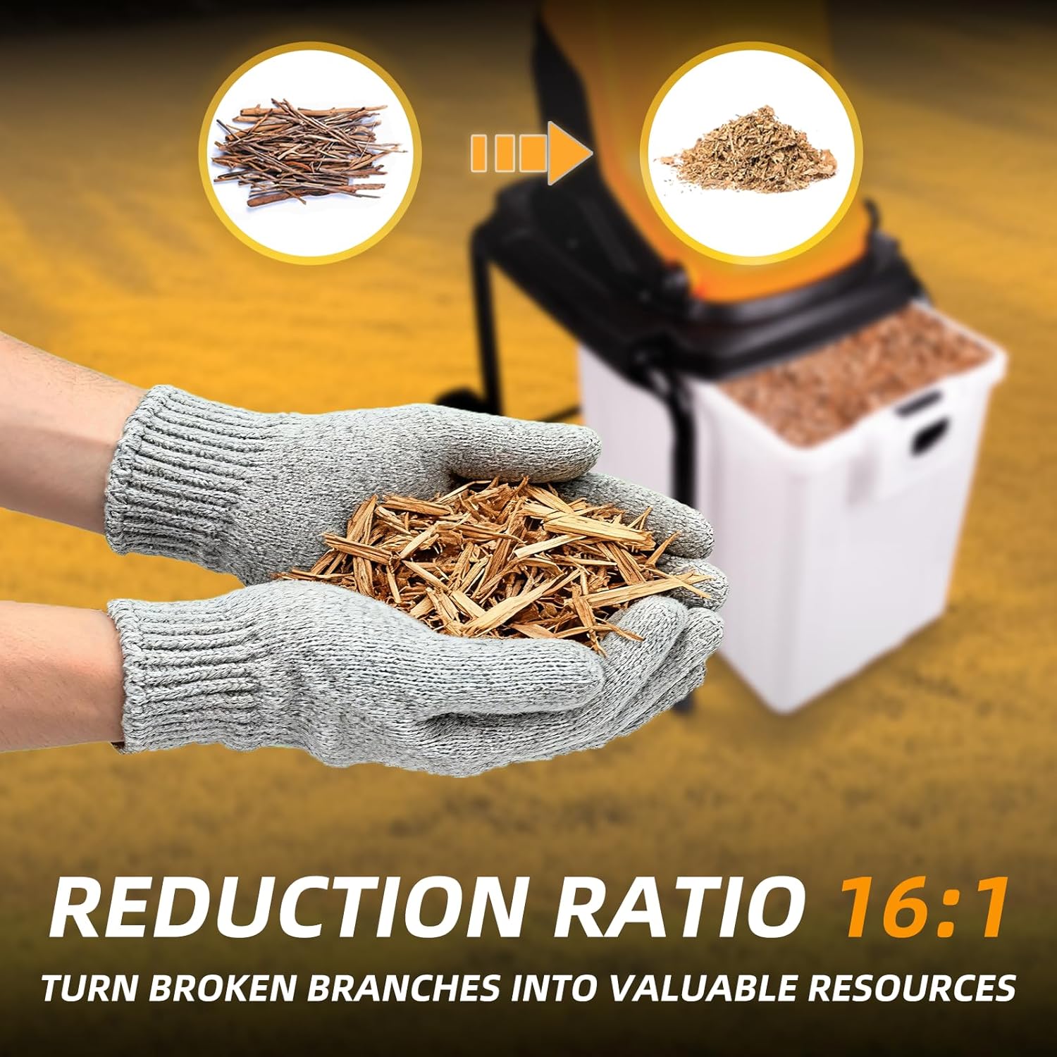 15-Amp Electric Wood Chipper Shredder with 50L Collection Bin, 1.8-Inch Cutting Diameter for Yard Waste & Branches, Efficient Mulcher for Composting, 15:1 Reduction Ratio