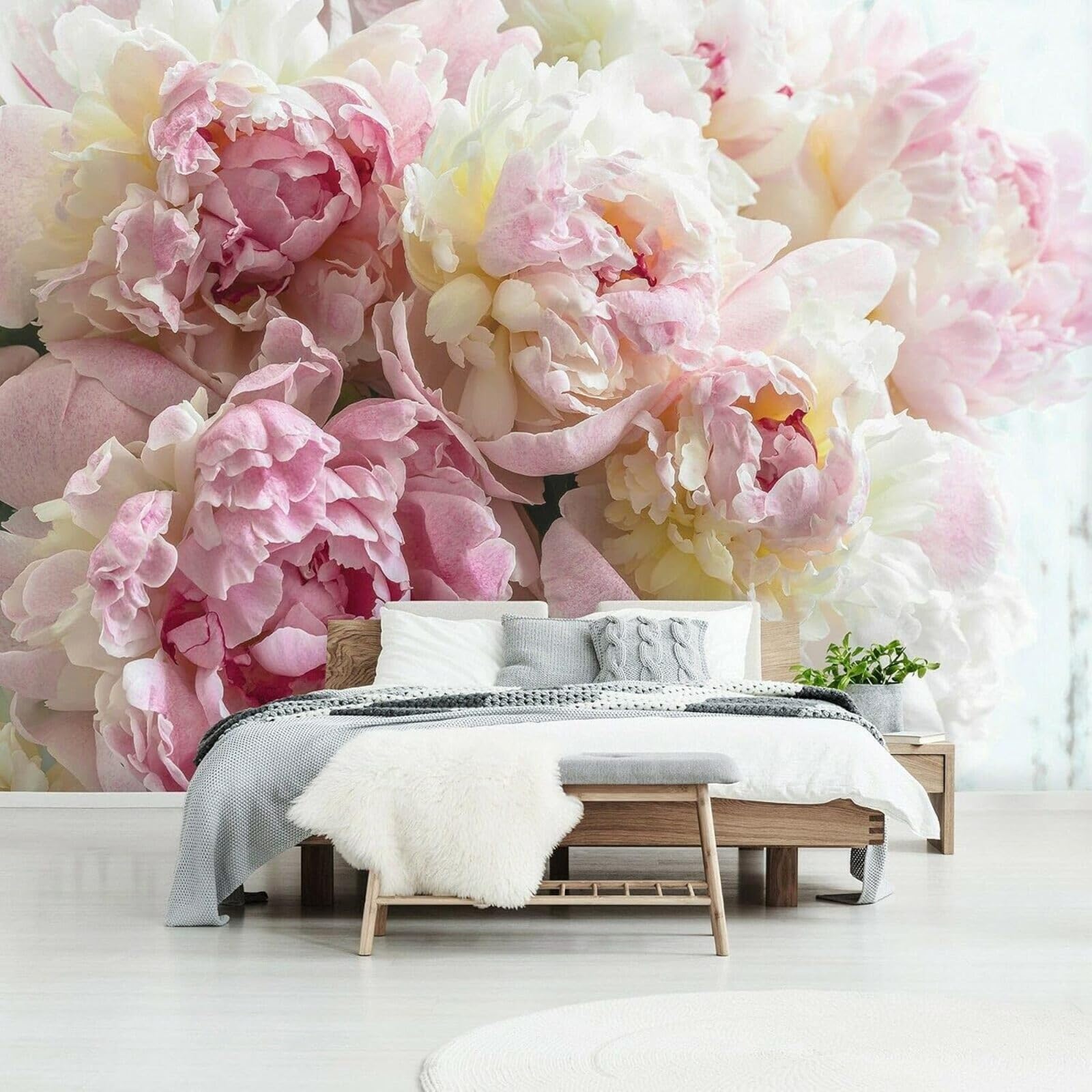 Kfjhgbdshhj 3D Mural Photo Mural-Wallpaper Bedroom Flowers Peony Roses Living Room Modern,350Cmx256cm Poster - Wall Sticker - Frameless Picture