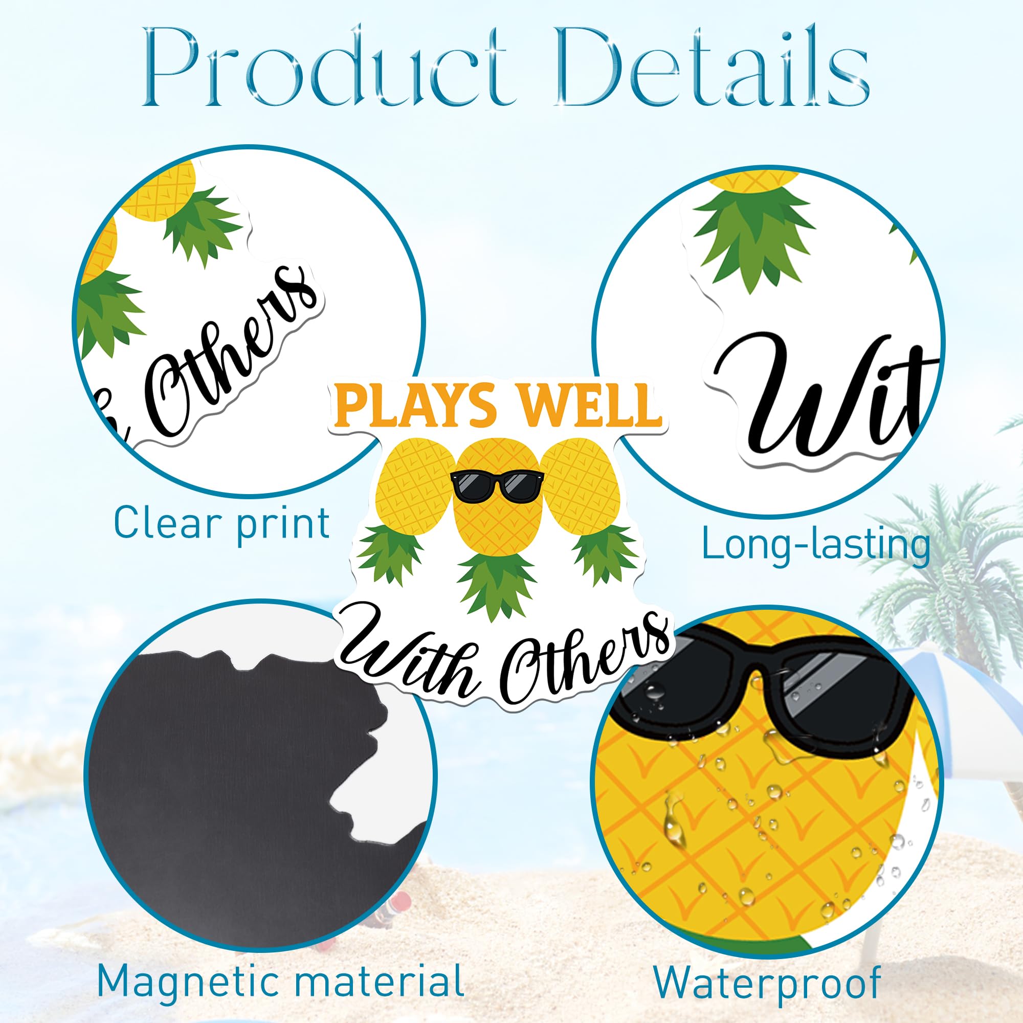 Pineapple Cruise Door Magnets Decorations, 13 Pcs Upside Down Pineapple Cruise Magnets - Image 2