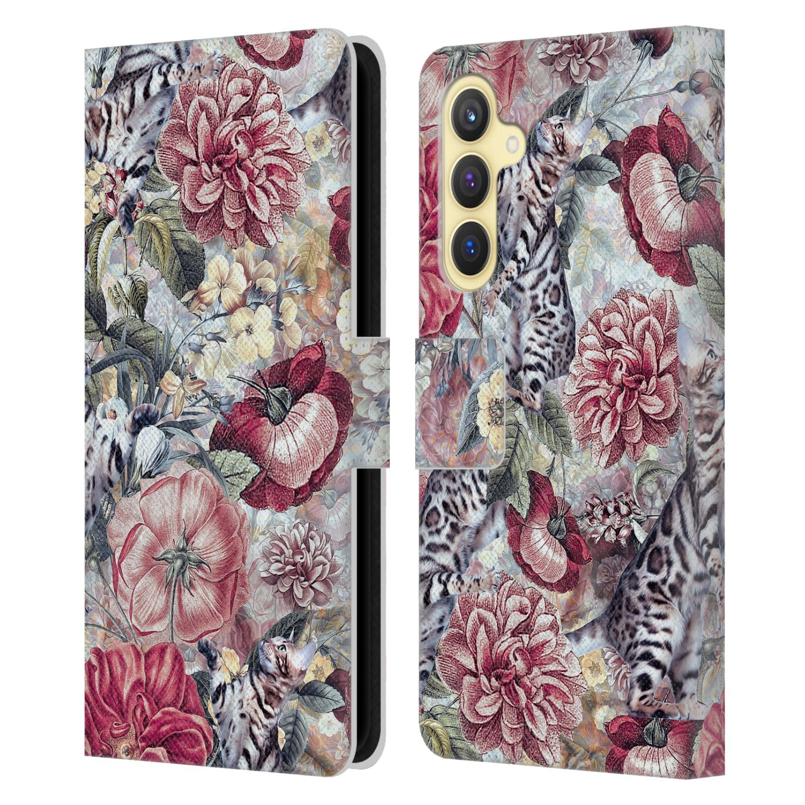 Funda de cuero tipo libro Riza Peker Vida floreciente para Samsung Galaxy S23 FE 5G con tarjetero 7