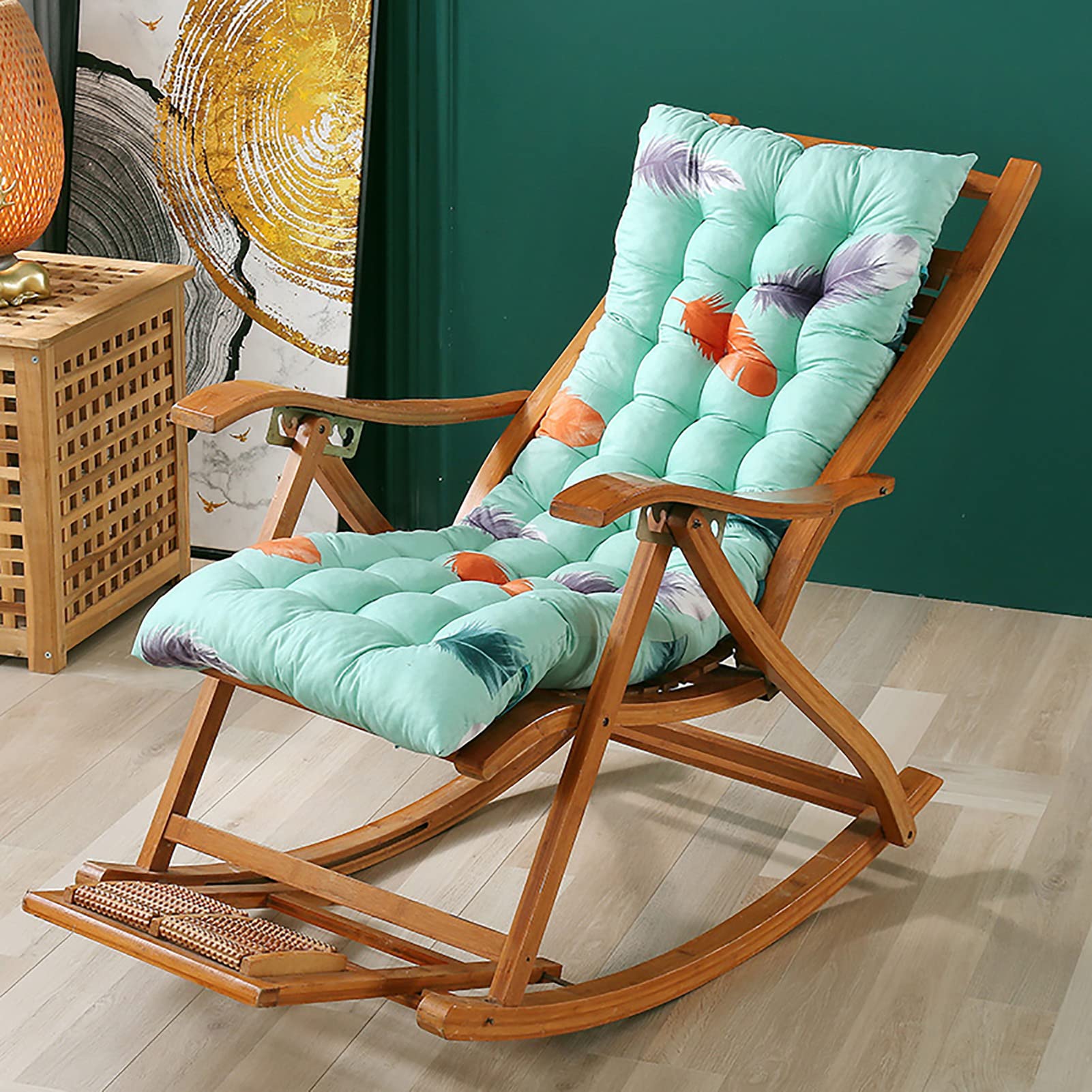 TAUIANE Garden Bench Cushion, Sunlounger Cushions Replacement, Sunbed Rocking Chair Cushion, Thick Recliner Cushions with Non-Slip Ties, for Indoor Outdoor Garden Patio,023,53cm*158cm
