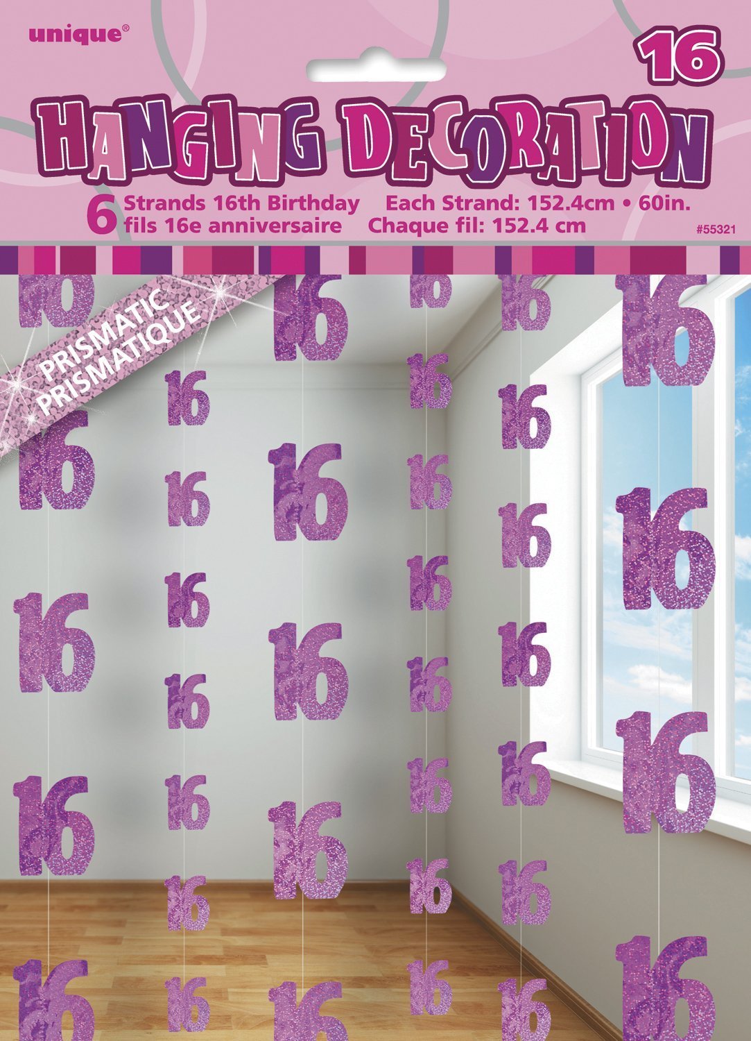 Unique Party 92068 - 9ft Foil Glitz Pink Happy 80th Birthday Banner — view 99