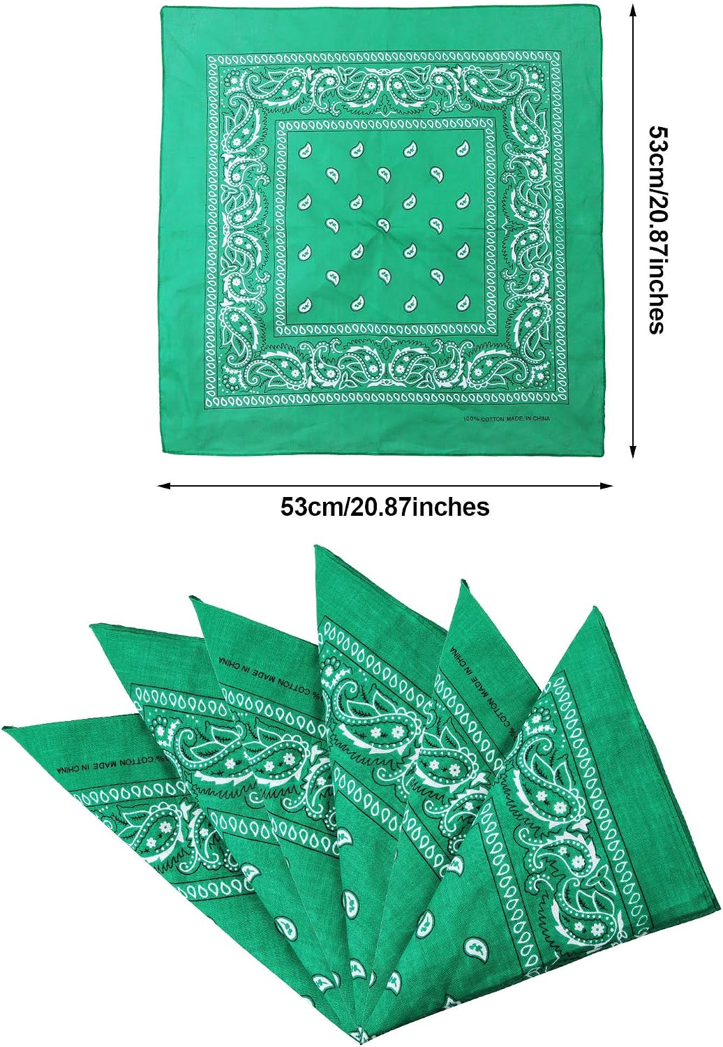 Blulu 3 Pieces St. Patrick's Day Paisley Pattern Bandana for Men Women Cowboy 100% Cotton Green Bandanas Irish Shamrock Double Sided Print Head Wrap Scarf Wristband for Party Costume(Green,3 Pieces)