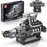 Mould King 10206 V8 Engine Model Kit That Runs - 737PCS Battery-Powered Building Set, Realistic Camshaft STEM Toy for Adults & Teens 14+