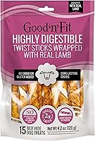 Vista 19 de Good 'n' Fit Twist Sticks hechos con venado real, 15 unidades, trata a tu perro con masticables de cuero crudo de larga duración y altamente