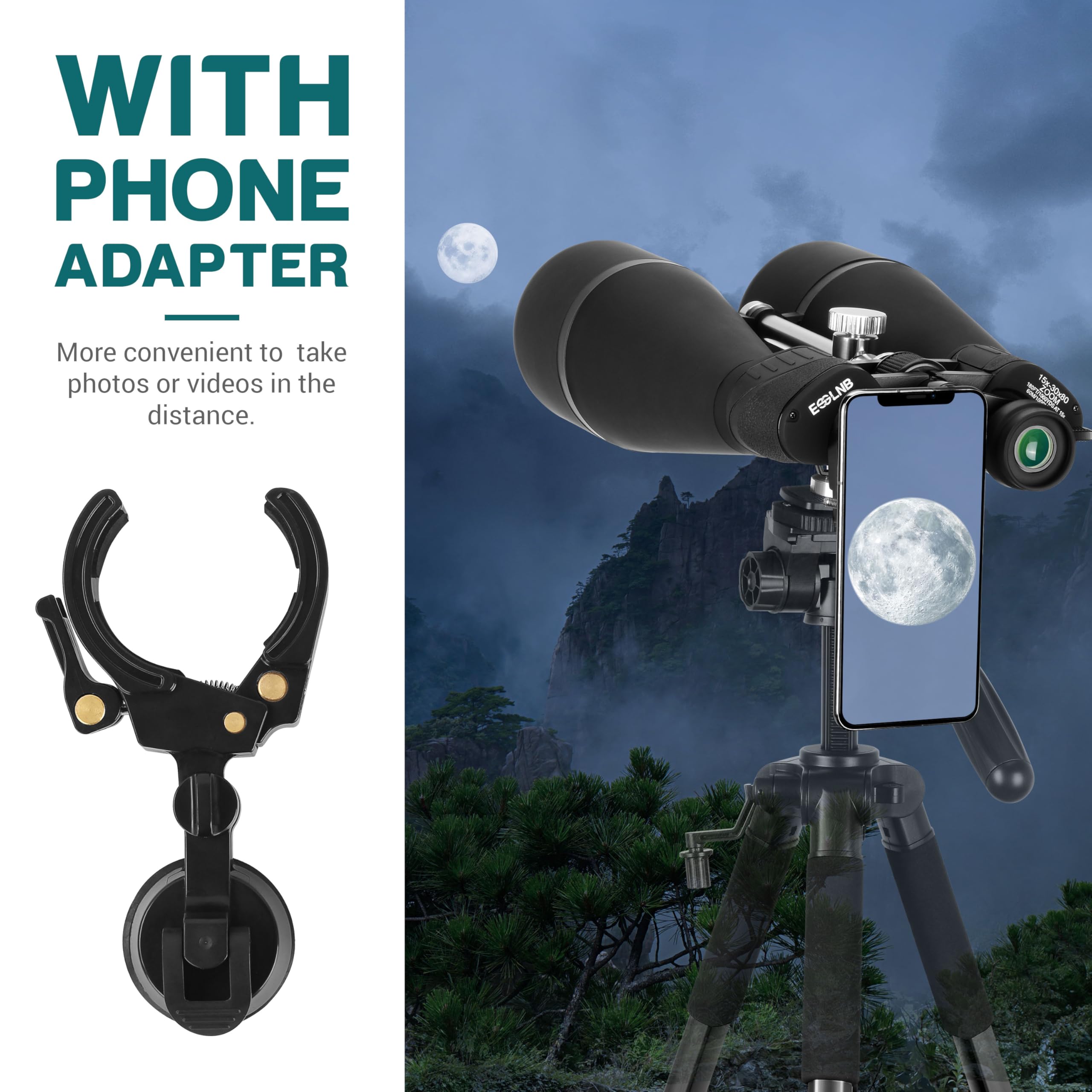 ESSLNB 15-30X80 Zoom Astronomie Ferngläser mit integriertem Stativanschluss Riesen Ferngläser mit Smartphone Adapter und Tasche für Sternbeobachtung Vogelbeobachtung und Jagd
