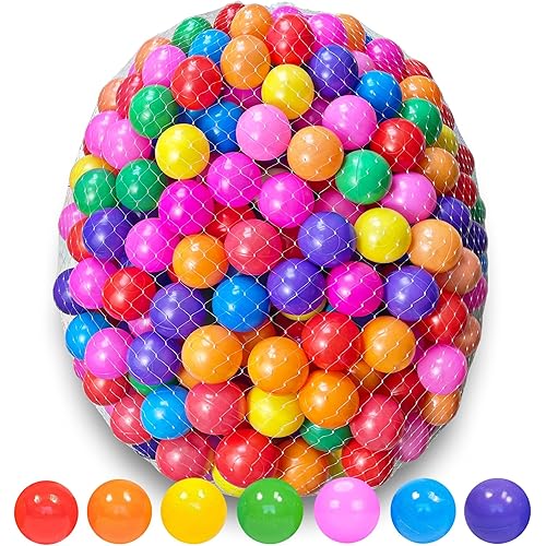 Ball Pit Balls 2000 Count for Kids, 2.2” BPA Free Non-Toxic Crush Proof Plastic Balls, 7 Bright Colors for Ball Pits, Playpens, Play Tents, Includes Storage Net Bag (Rainbow)