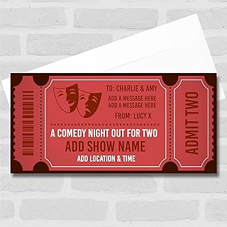 The Card Zoo Comedy Night Out Gift For Two Red Personalised Surprise Tic...