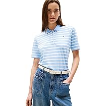Tommy Hilfiger Donna Maglietta Polo Maniche Corte 1985 Pique Regular Fit, Multicolore (Breton STP Vessel Blue, Ecru), XS