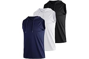 3 Pack Muscle Hoodie Tech Quick Dry Sleeveless Shirts Moisture Wicking Mesh Hoodie Shirts