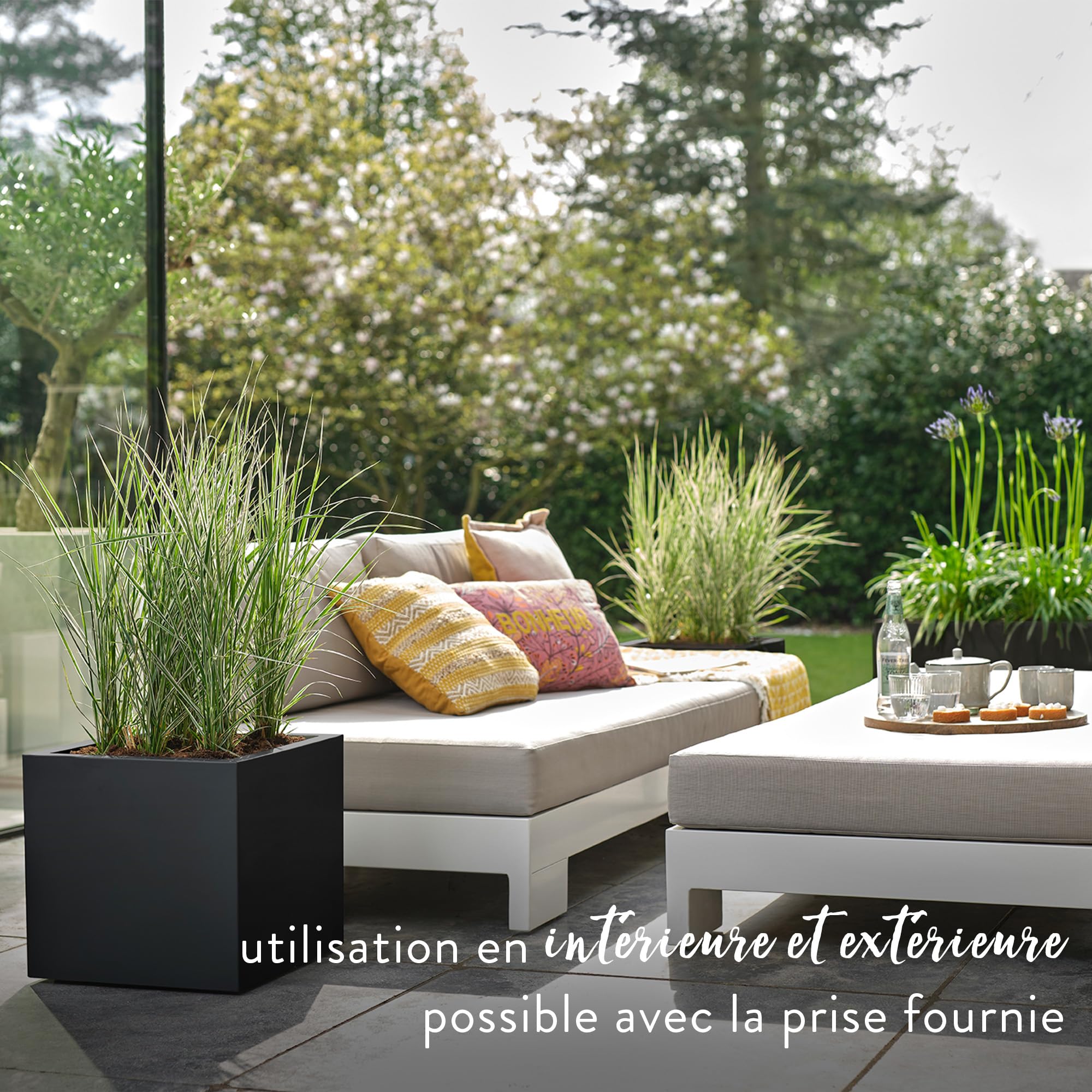 Elho Vivo Next Square 30cm Jardinière - Living Noir | L 29.5 x W 29.5 x H 29.5 cm | Convient pour une Utilisation Intérieure et Extérieure | Plastique 100% recyclé