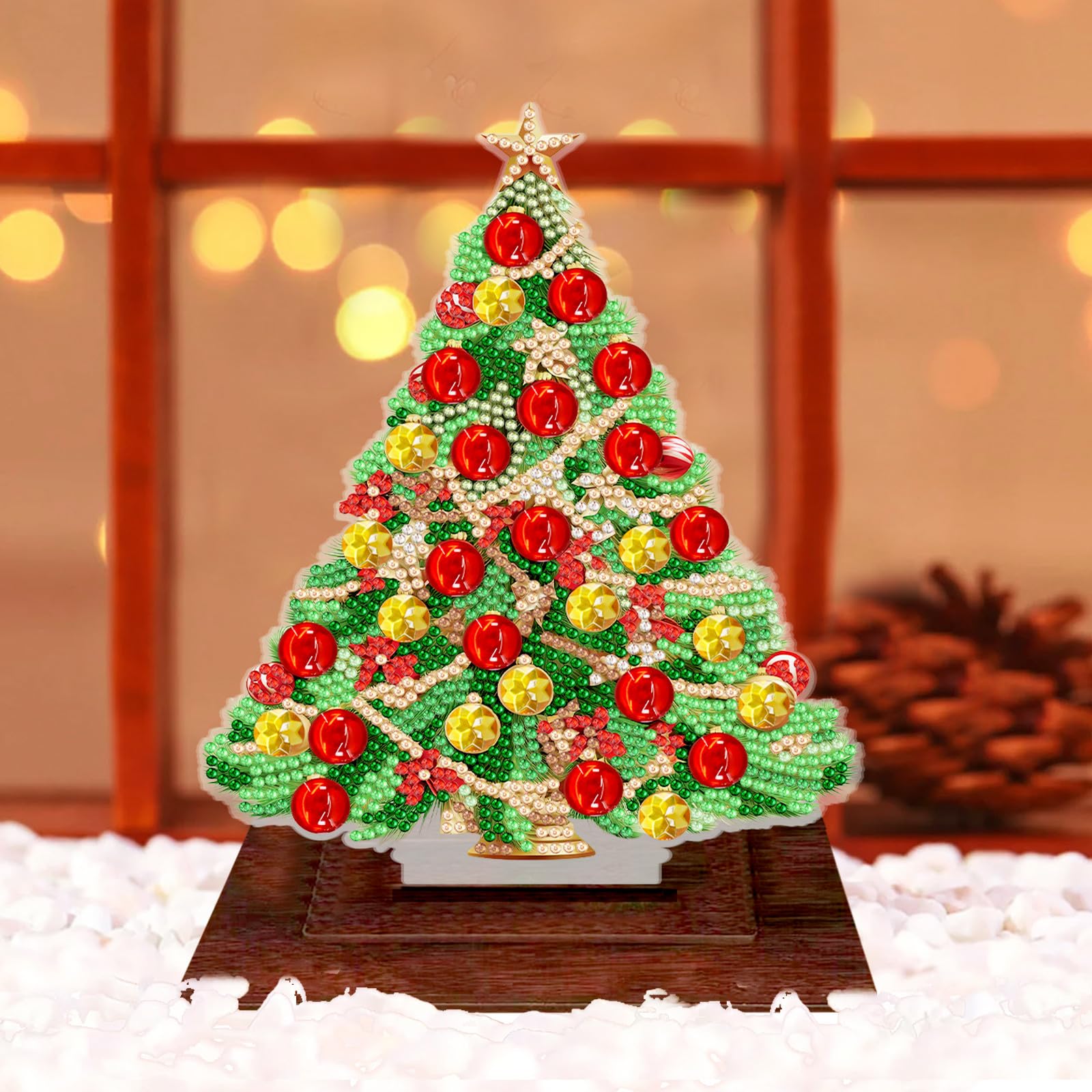 16 pz/set fai da te diamante arte albero di natale portachiavi zampa ptura diamante portachiavi ptura diamante arte decorazione natalizia  15