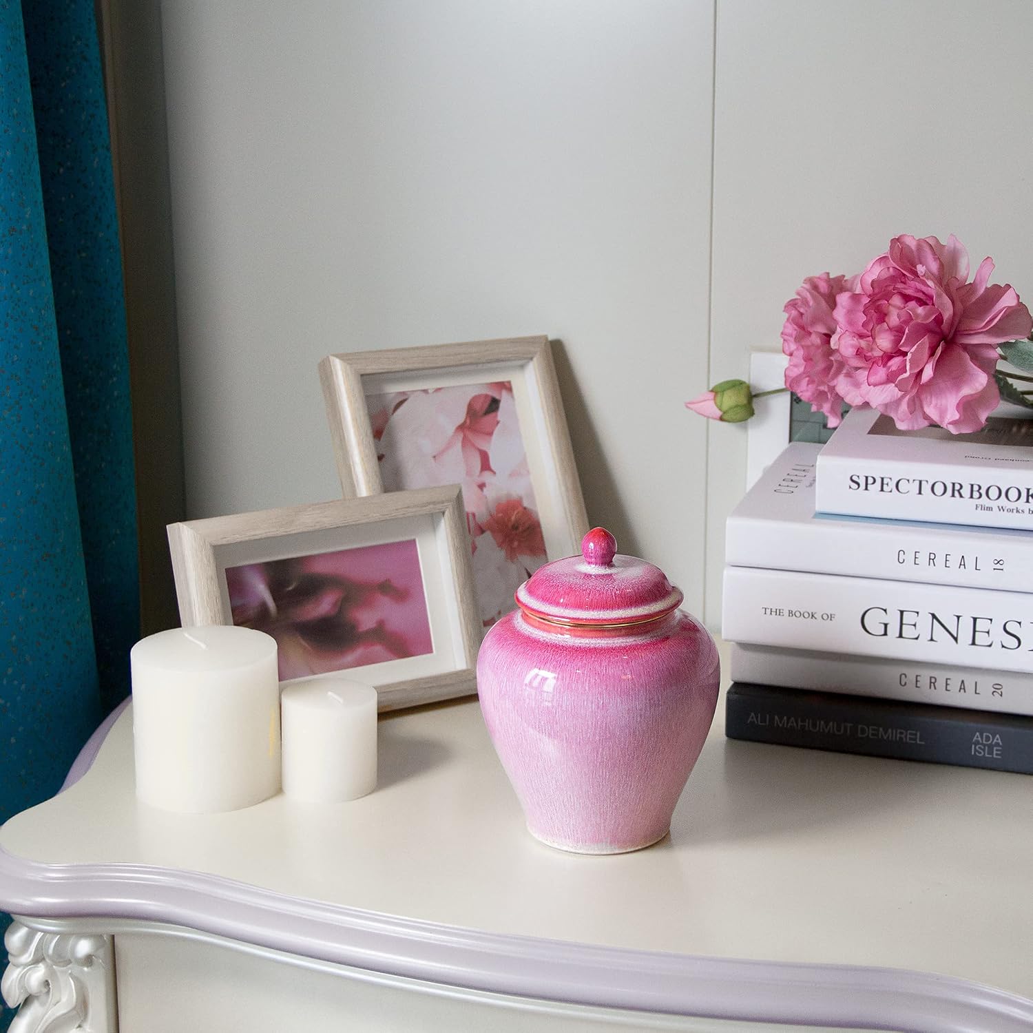 Medium Urns for Human Ashes - Pink Small Ceramic Cremation Urns for Human Ashes Adult Female - Decorative Small Urn for Human Ashes Small Urns for Ashes for Mom - Baby Urn Pet Urns for Dog Ashes