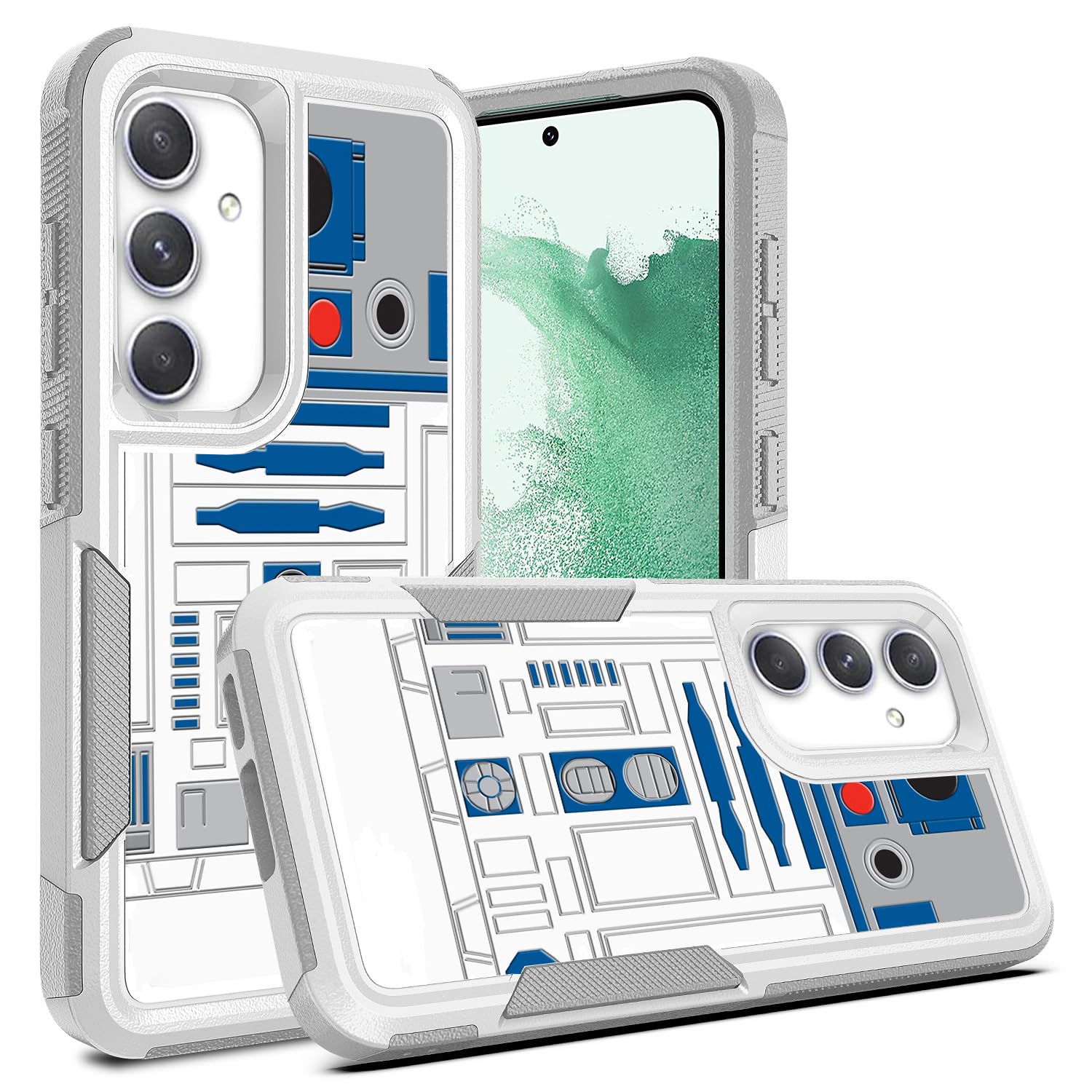 Candykisscase Phone Case for Samsung Galaxy S23 FE, Robot Pattern Shock-Absorption Hard PC and Inner Silicone Hybrid Dual Layer Armor Defender Case for Samsung Galaxy S23 FE 2023