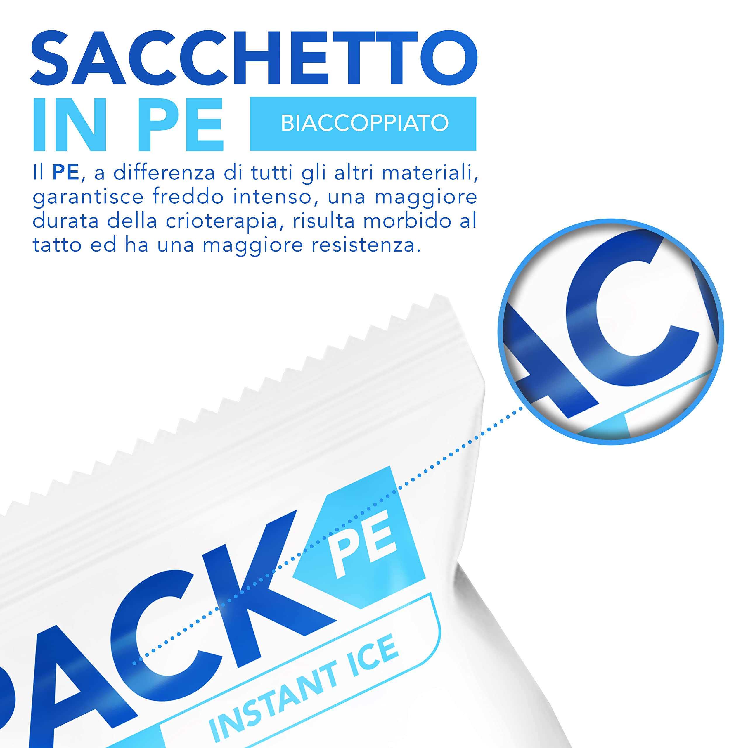AIESI® Froid instantané jetable sachet en POLYÉTHYLÈNE 14x18 cm ICE PACK PE (25 pièces), Made in Italy