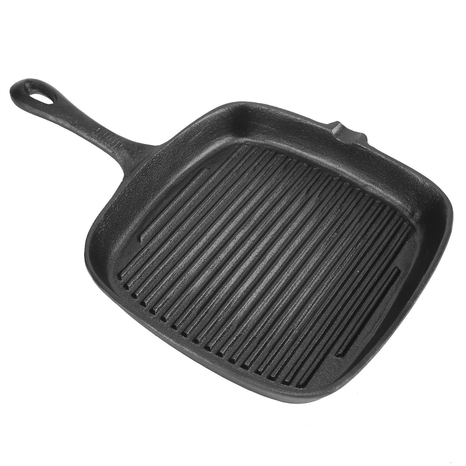 Gk Black Non Stick Cast Iron Grill Bbq Frying Griddle Pan Square Hob Heavy Duty Skillet